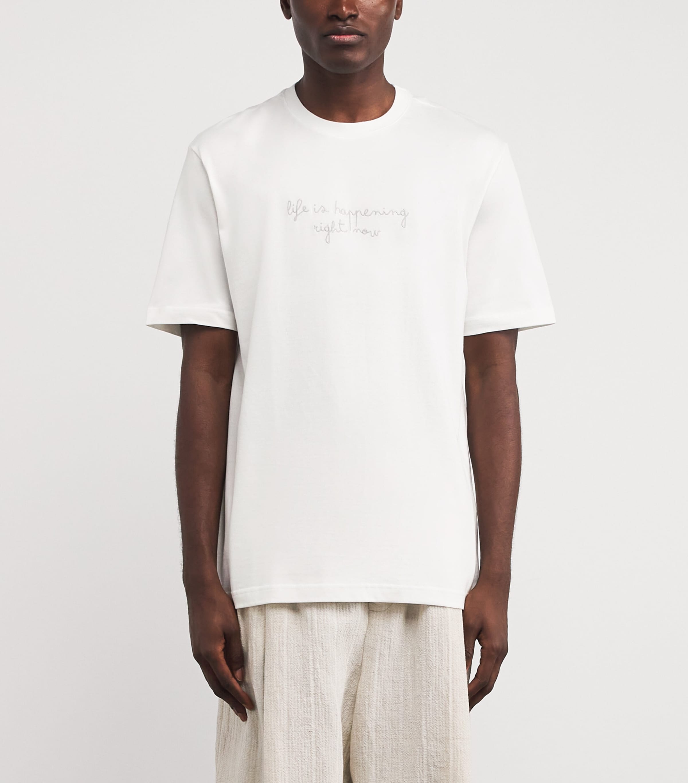 Cotton Embroidered T-Shirt BIANCO Image 3