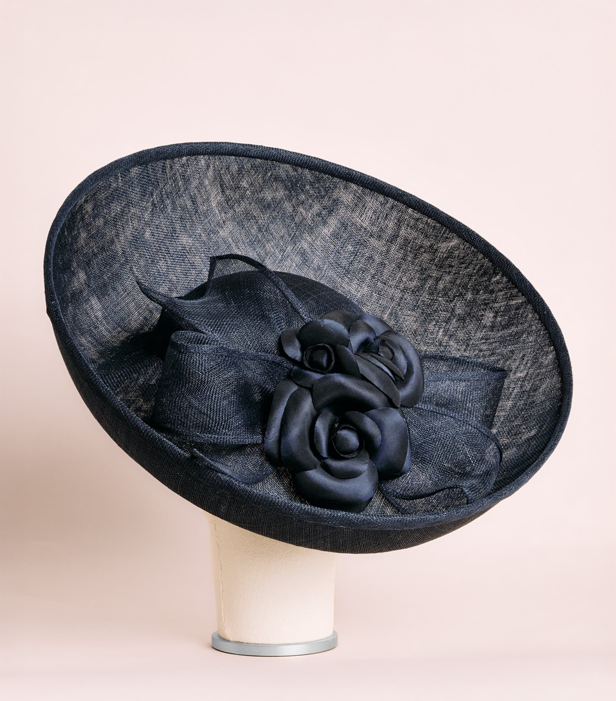 Rachel Trevor-Morgan Straw Camelias and Bow Fascinator Navy Image 5