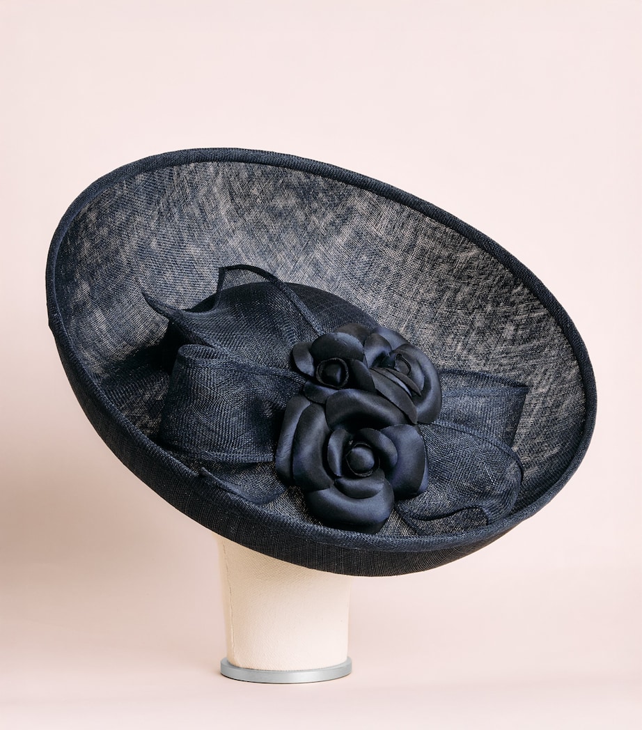 Rachel Trevor-Morgan Straw Camelias and Bow Fascinator Navy Image 5