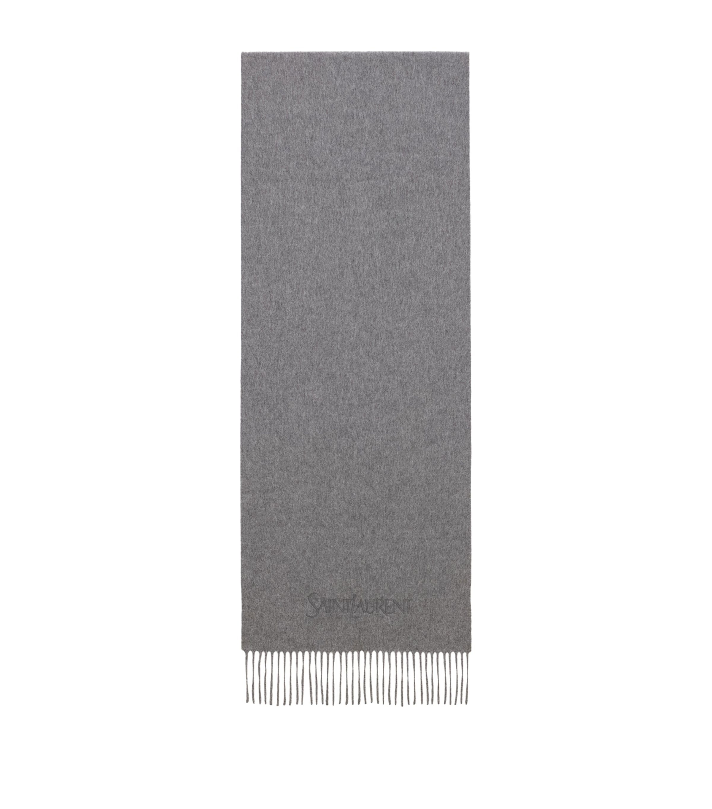 Saint Laurent Cashmere Logo Scarf In Grey