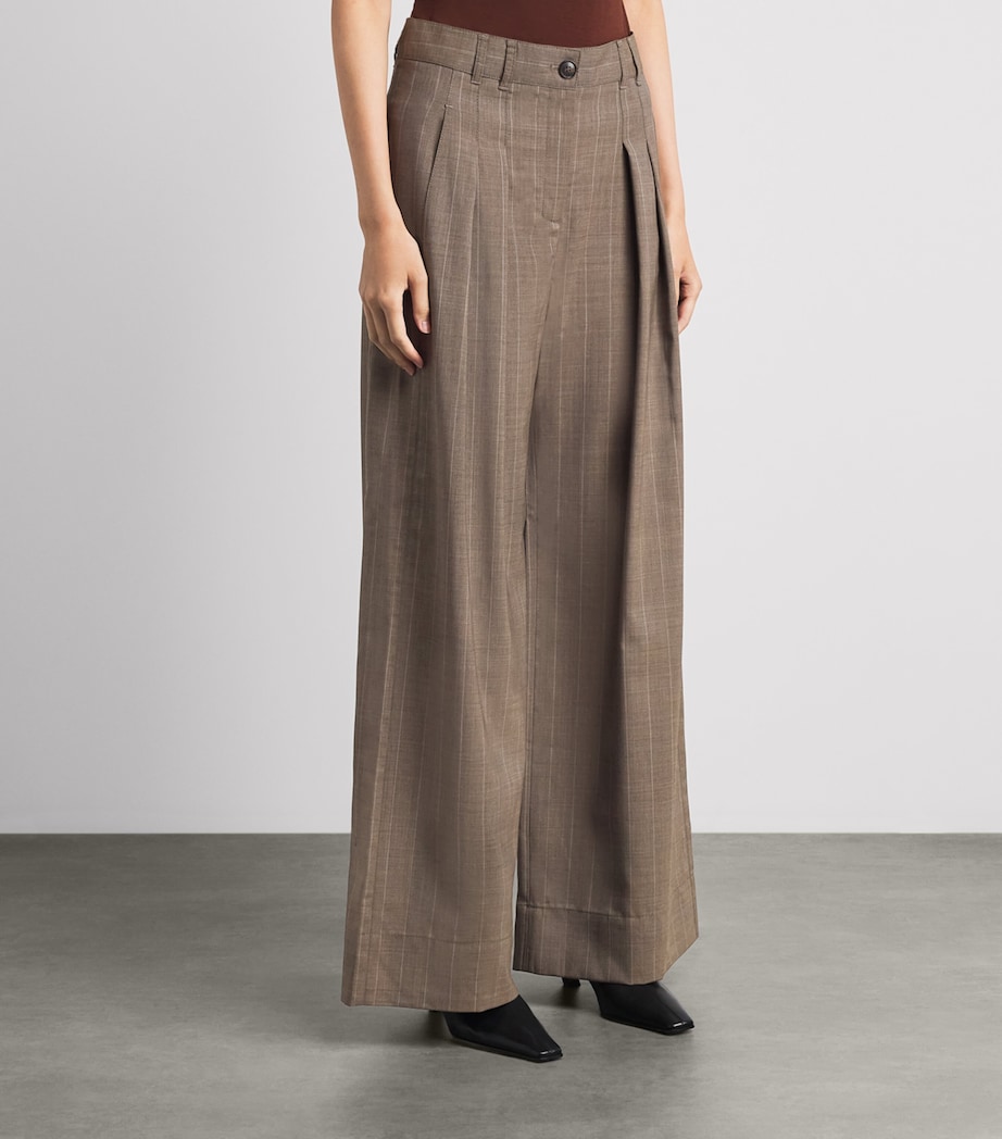 ME+EM Womens Wool Pinstripe Tailored Trousers Mole Image 4