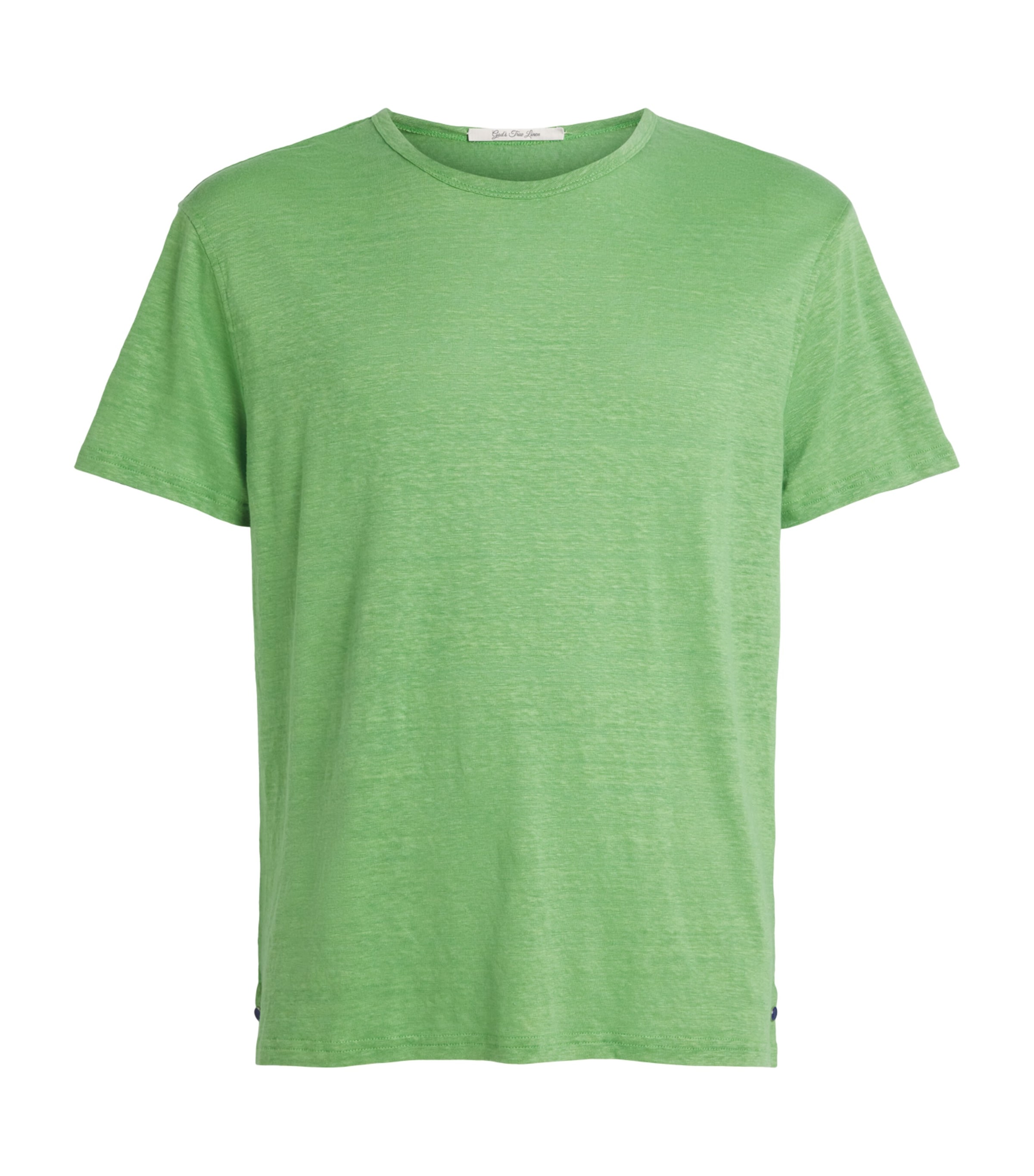GOD'S TRUE CASHMERE Mens Linen Signature T-Shirt Lapis Lazuli Image 1