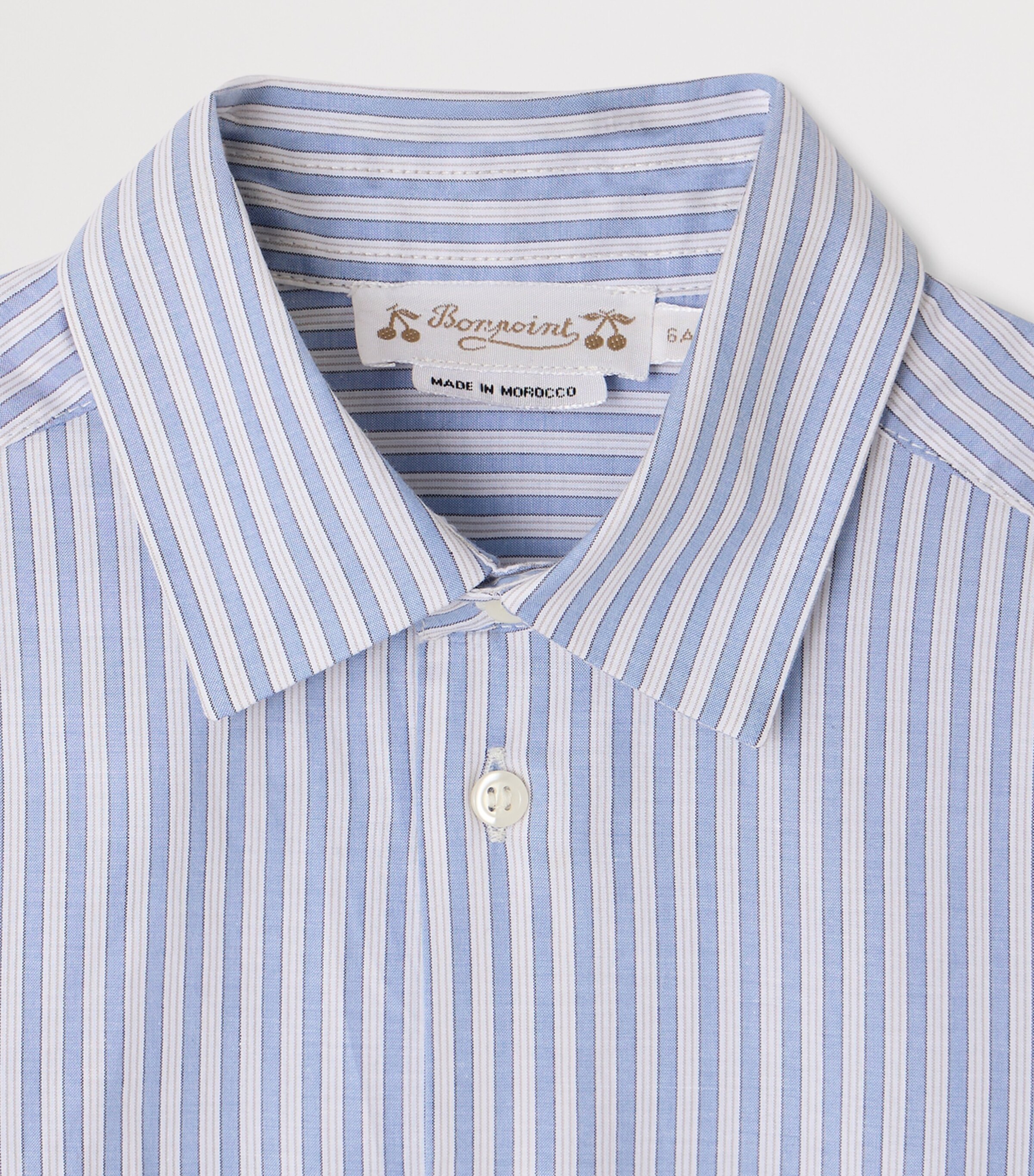 Bonpoint Cotton Stripe Shirt Ra Bleu Gris Image 3