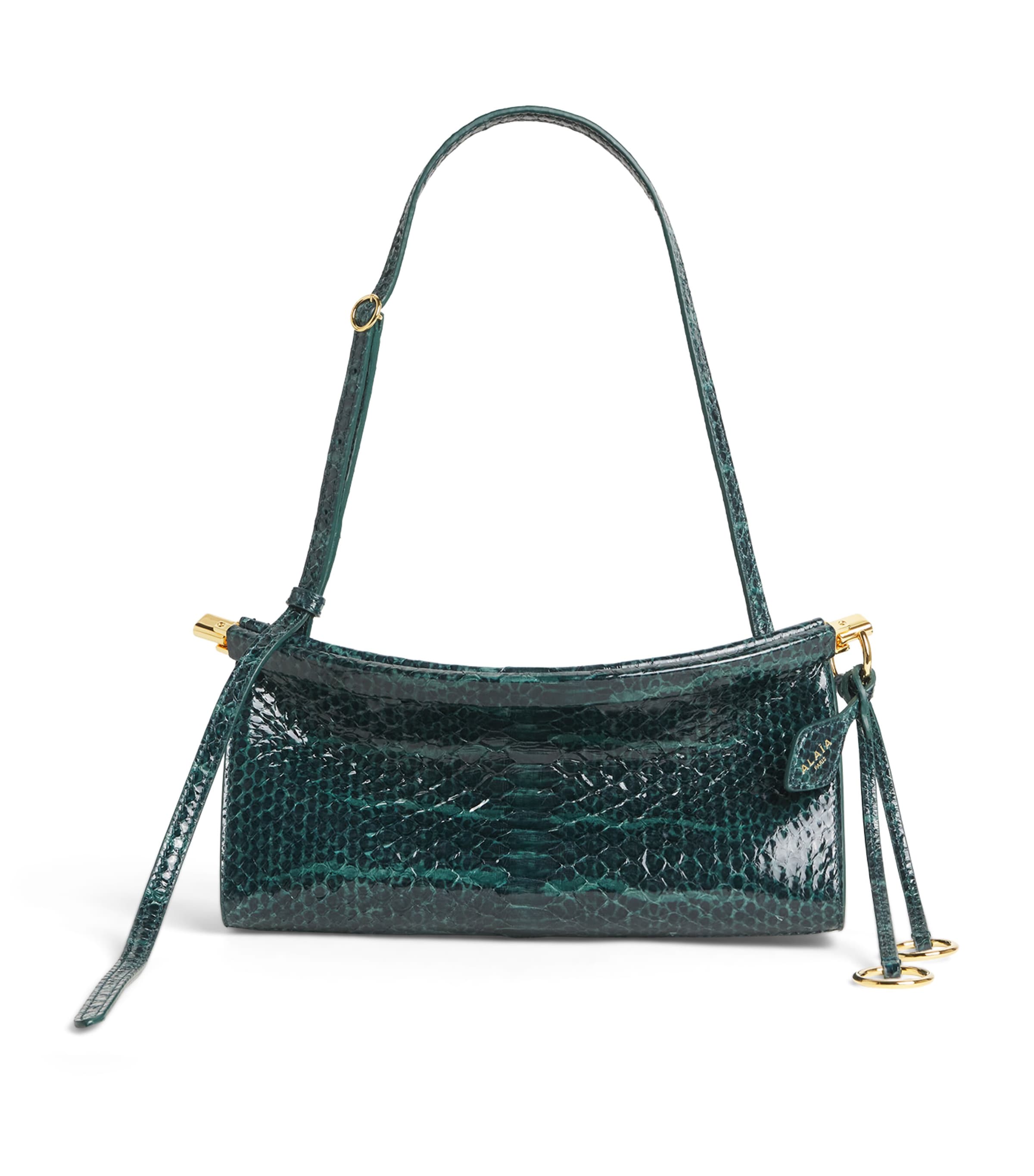 Alaïa Small Snakeskin Le Click East West Shoulder Bag Bleu Paon Image 1