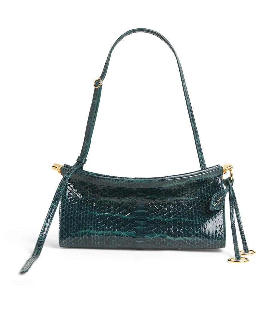Alaïa Small Snakeskin Le Click East West Shoulder Bag Bleu Paon Image 1