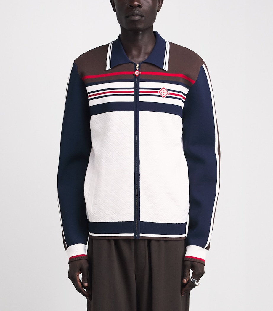 Casablanca Mens Logo Stripe Track Jacket White/brown/navy Image 4