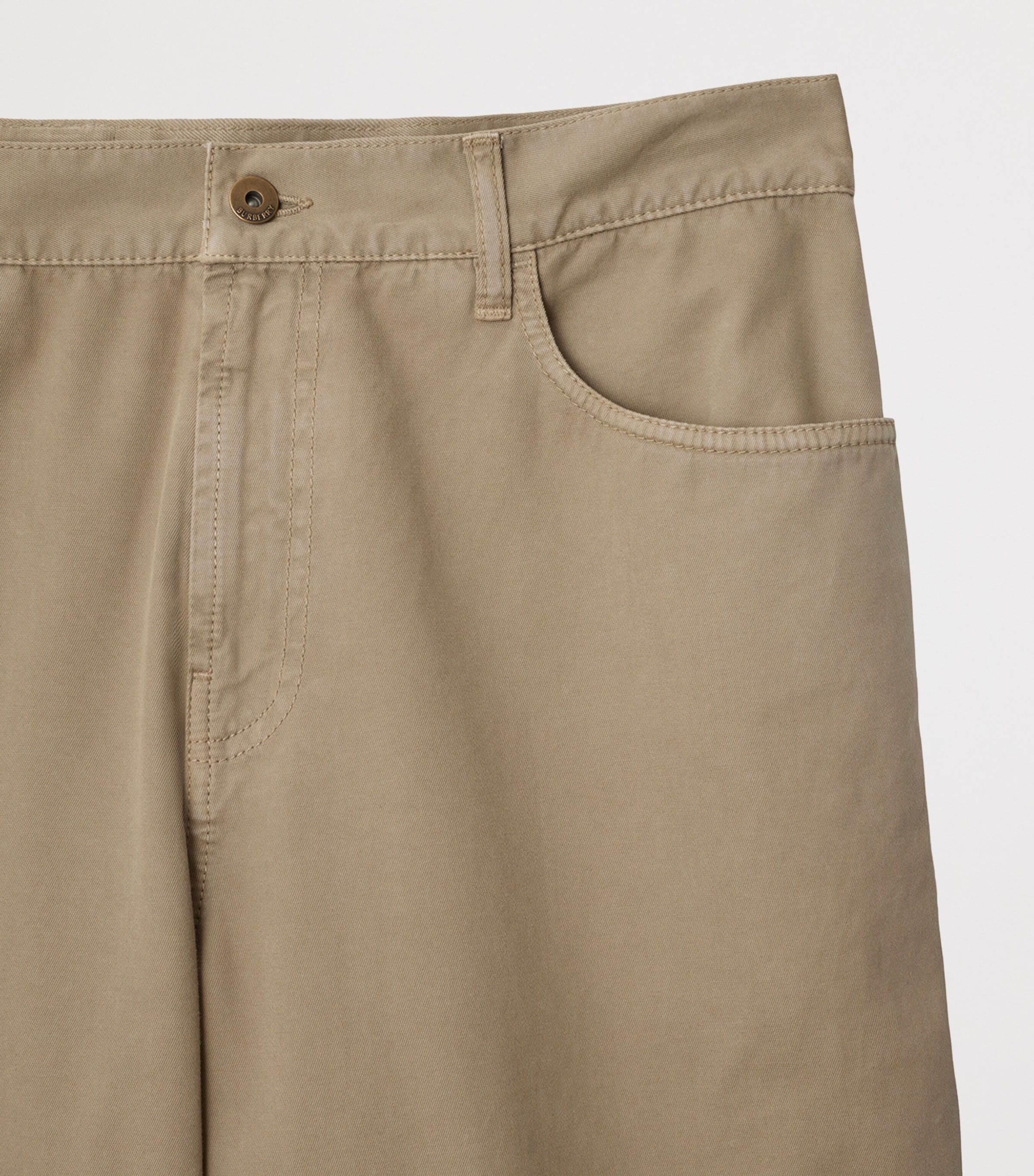 Burberry Cotton Twill Trousers In Brown