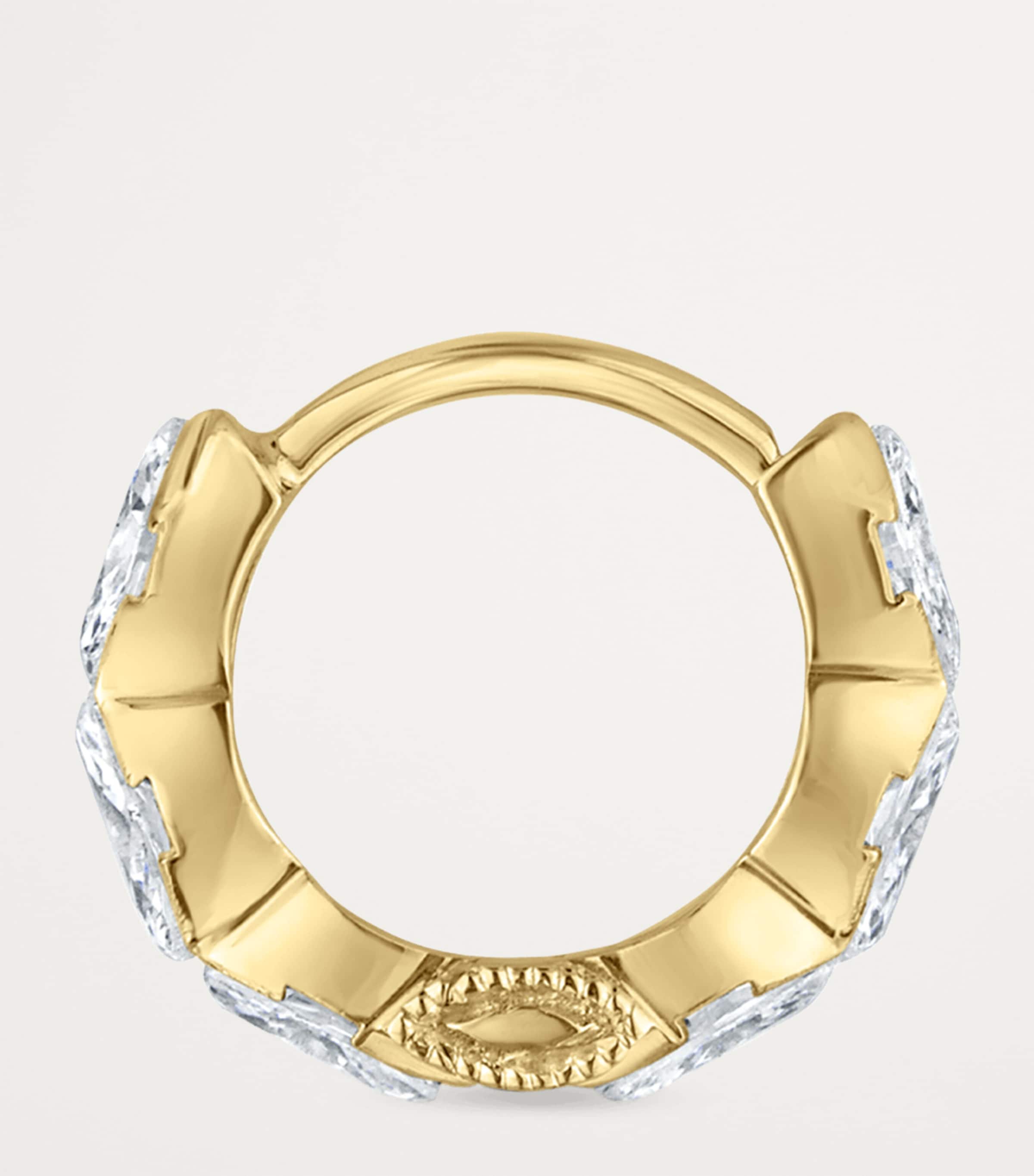 Invisible Set Diamond Marquise Eternity Single Hoop Earring (6.5mm) YELLOW GOLD Image 2