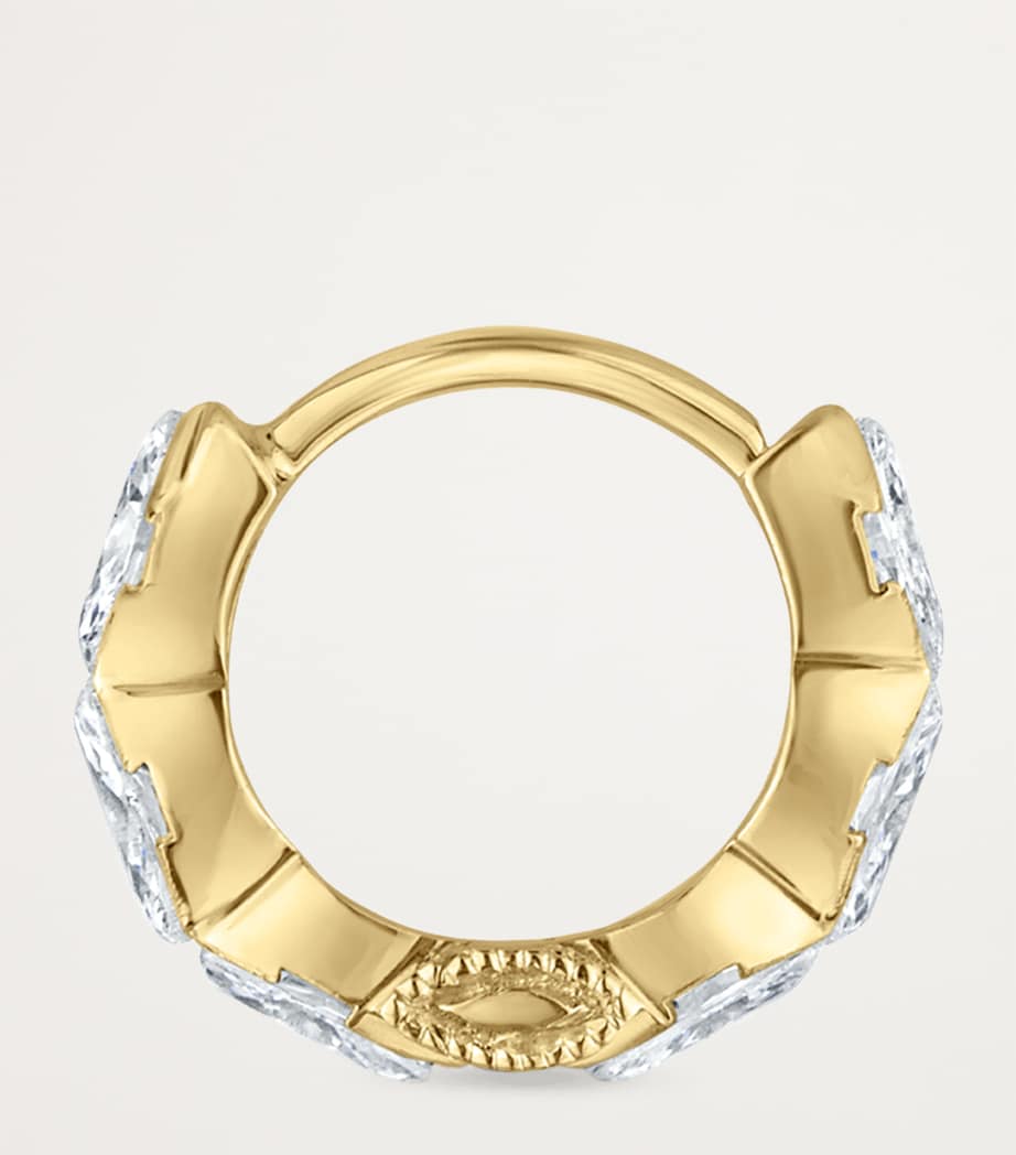 Invisible Set Diamond Marquise Eternity Single Hoop Earring (6.5mm) YELLOW GOLD Image 2