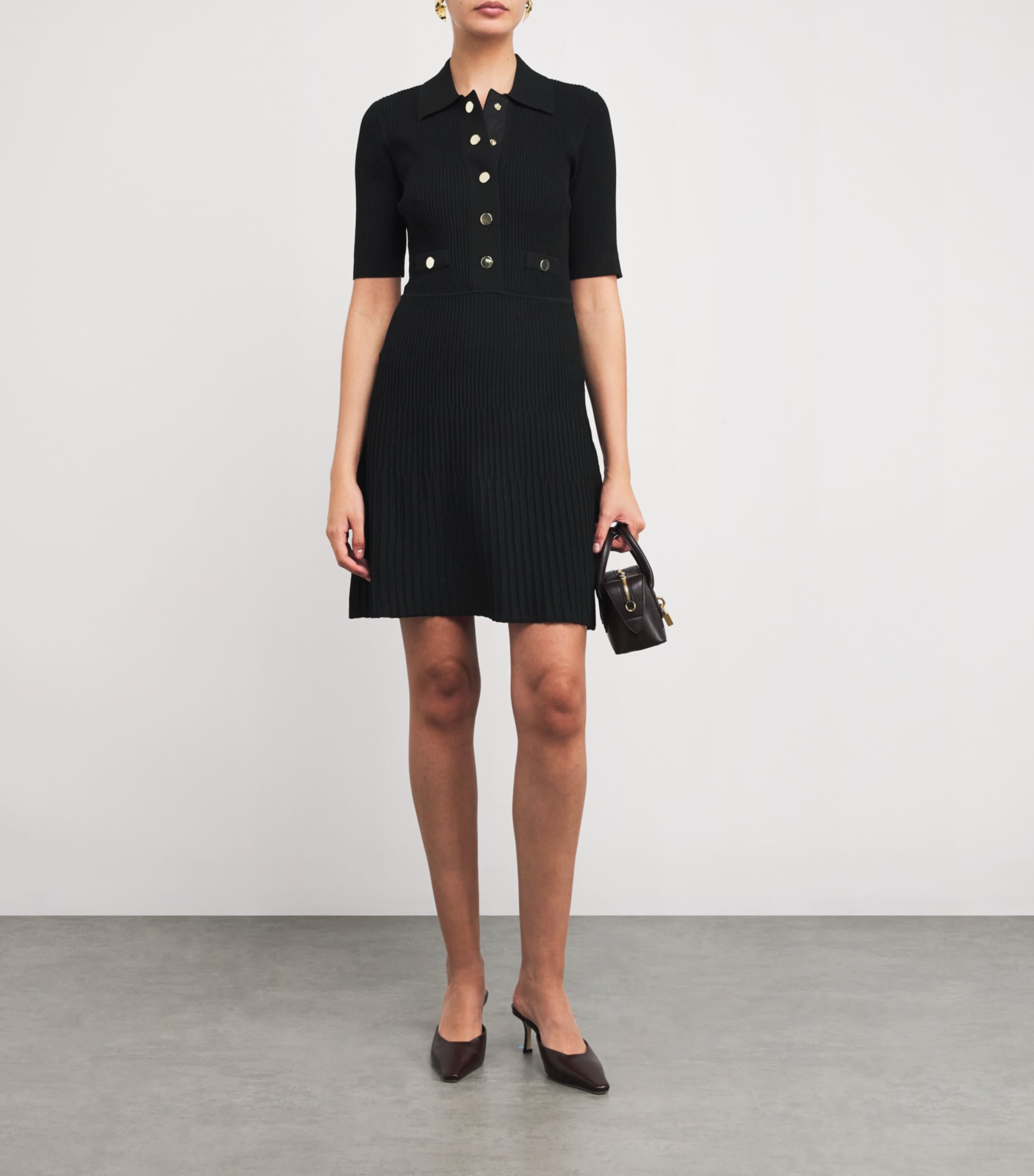 Veronica Beard Womens Knit Lauper Mini Dress Black Image 2