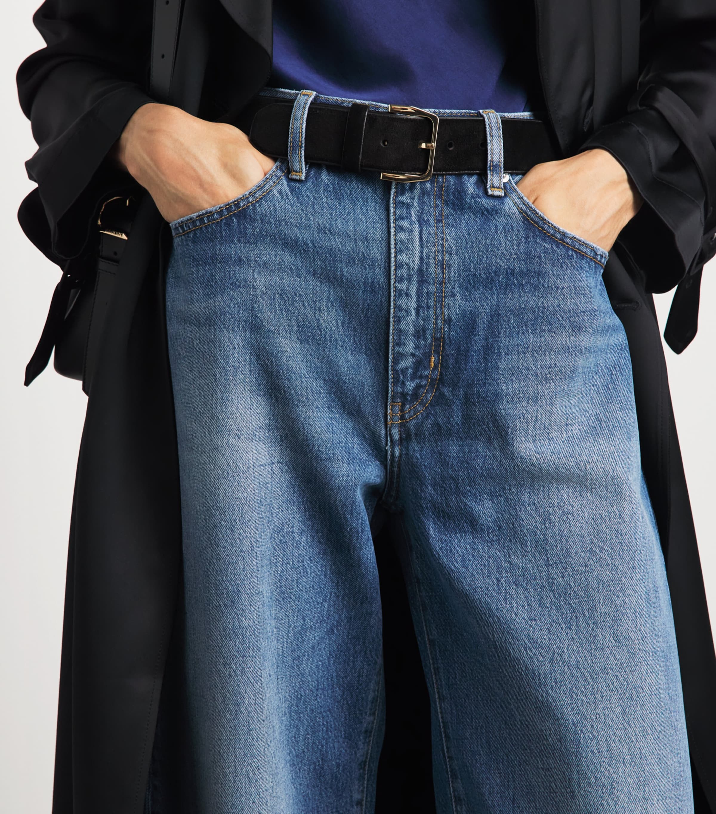 FRAME Womens The Bow High-Rise Barrel-Leg Jeans Soundwave Image 3