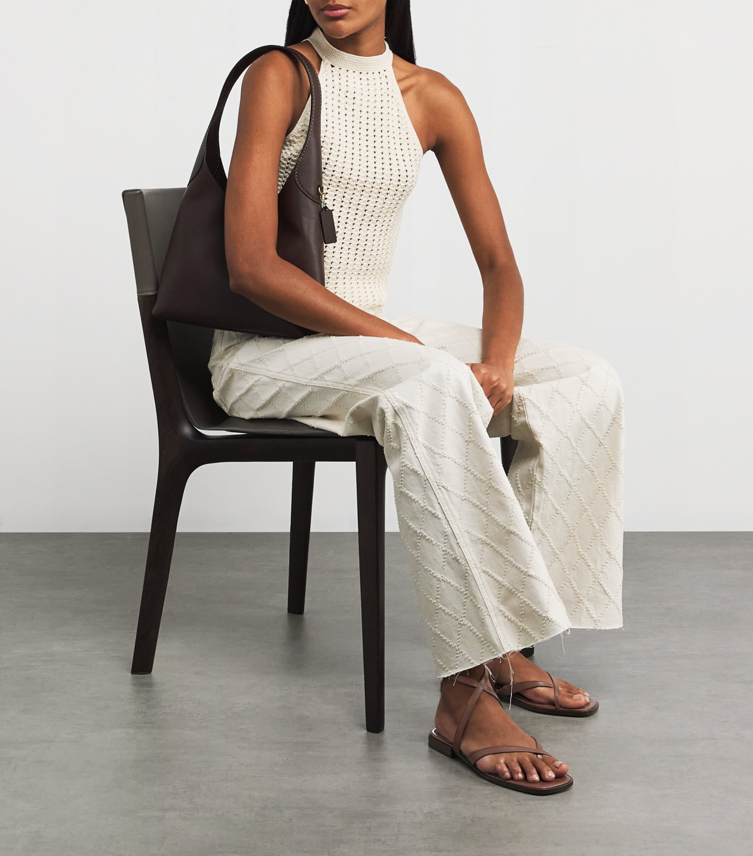 PAIGE Leather Reese Sandals Mahogany Image 6