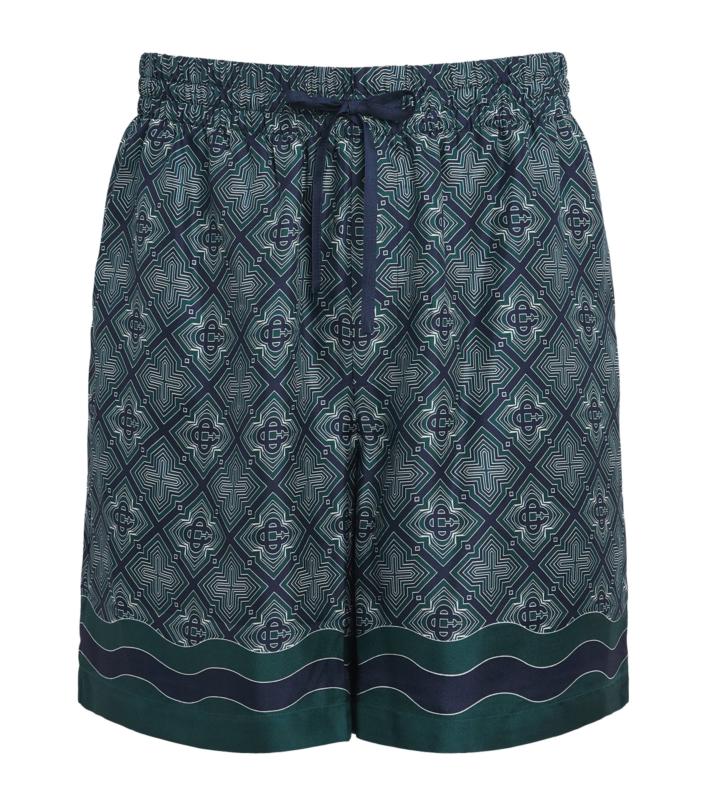 Casablanca Mens Silk Radiating Monogram Shorts Radiating Monogram Image 1
