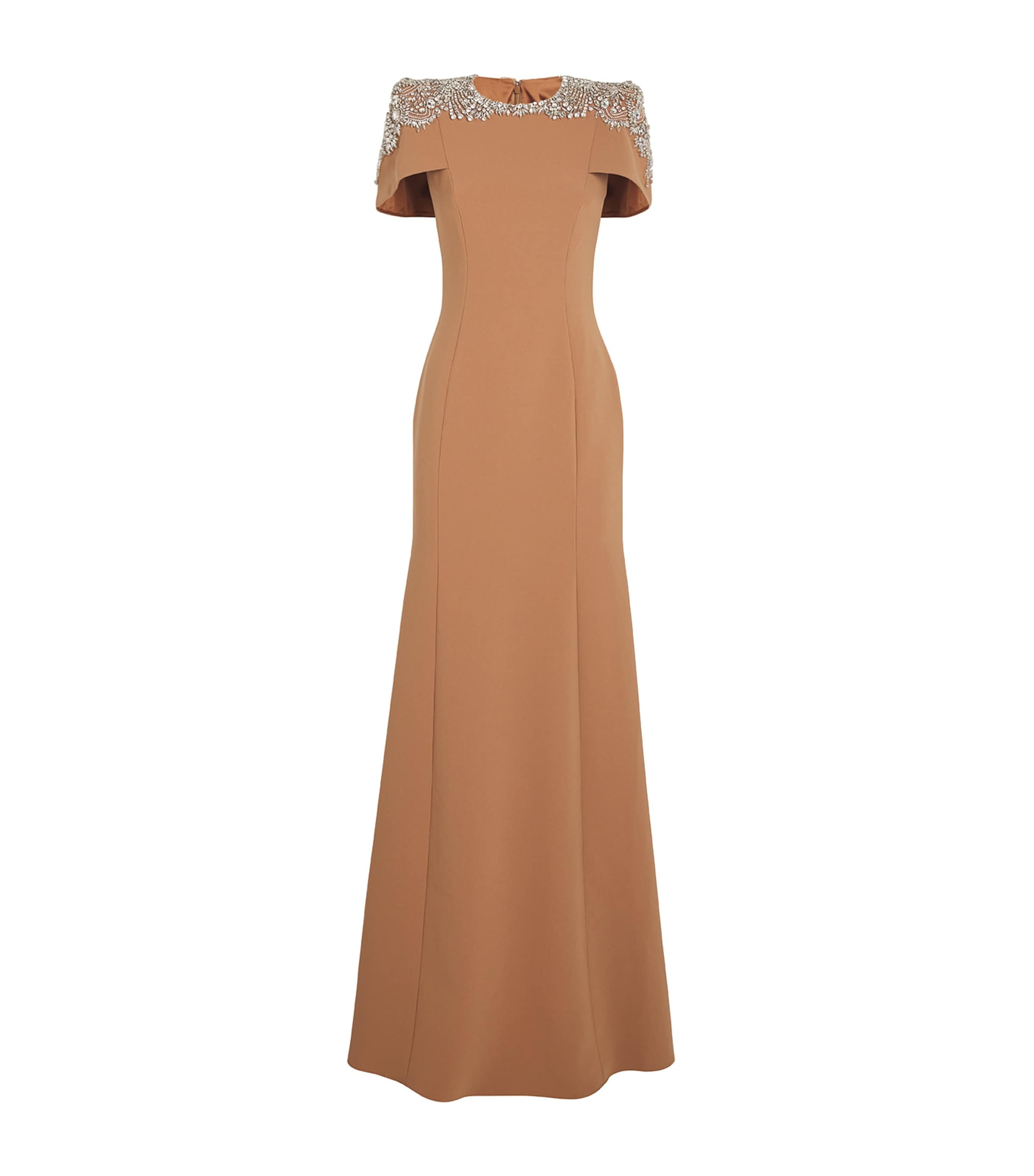 Shop Jenny Packham Embellished Polaris Gown In Beige