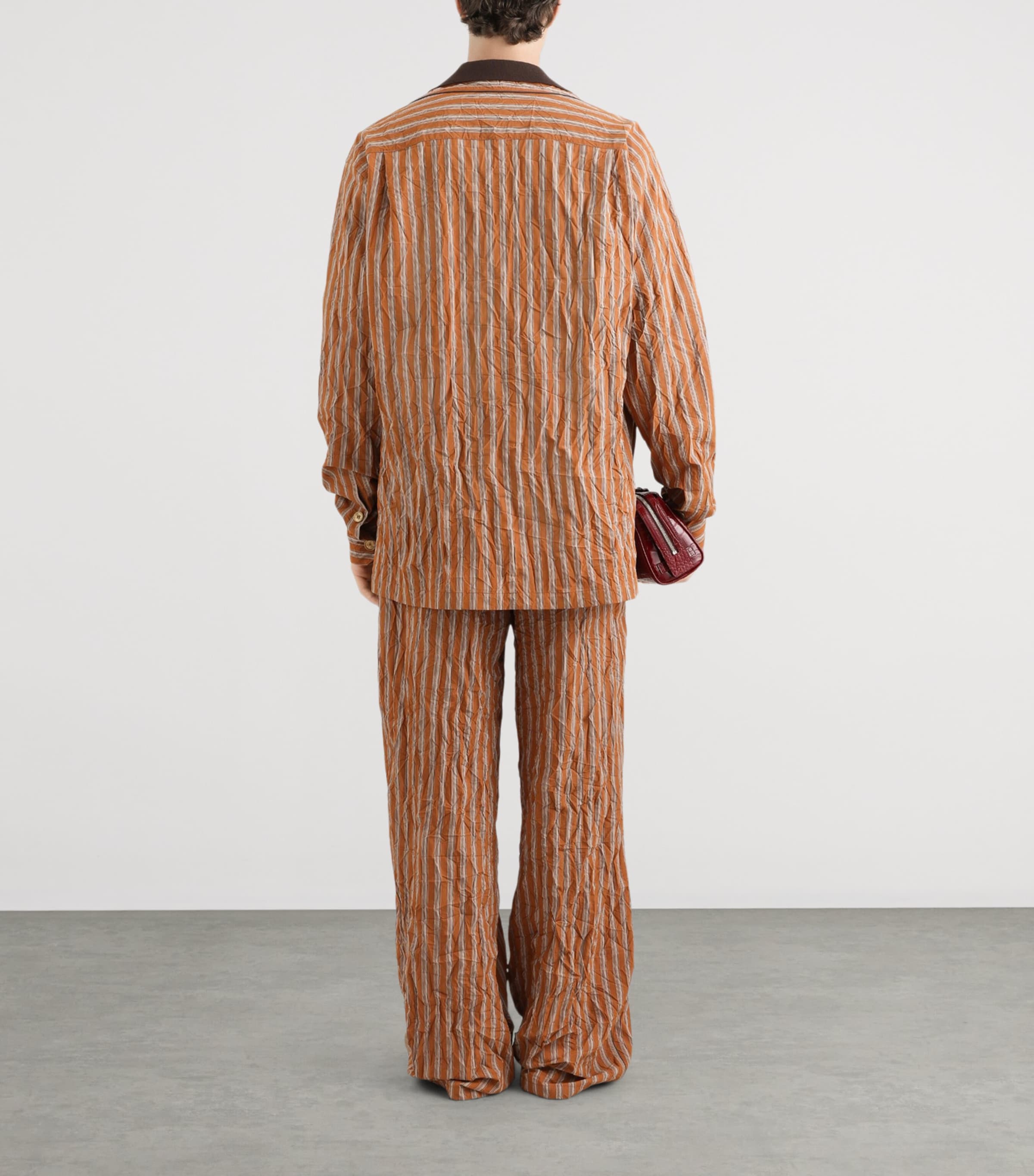 Dolce&Gabbana Mens Striped Crinkle Trousers Stri Image 3