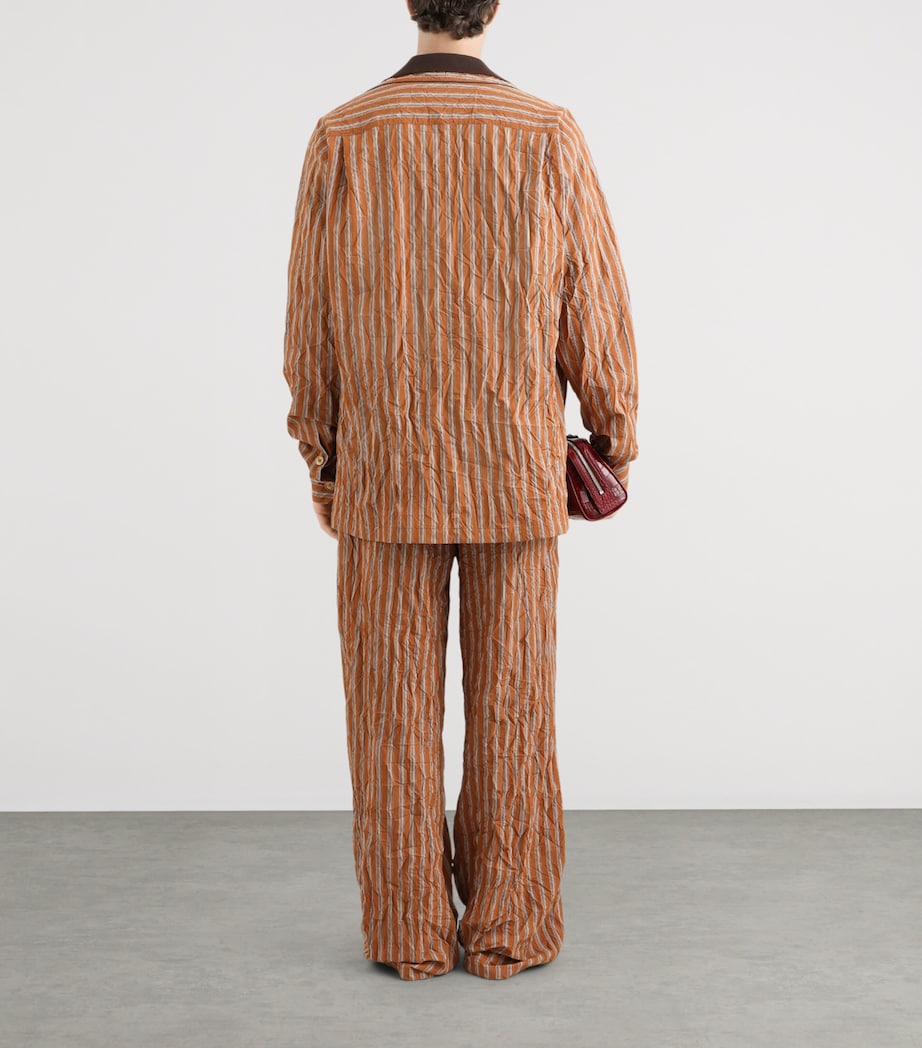 Dolce&Gabbana Mens Striped Crinkle Trousers Stri Image 3