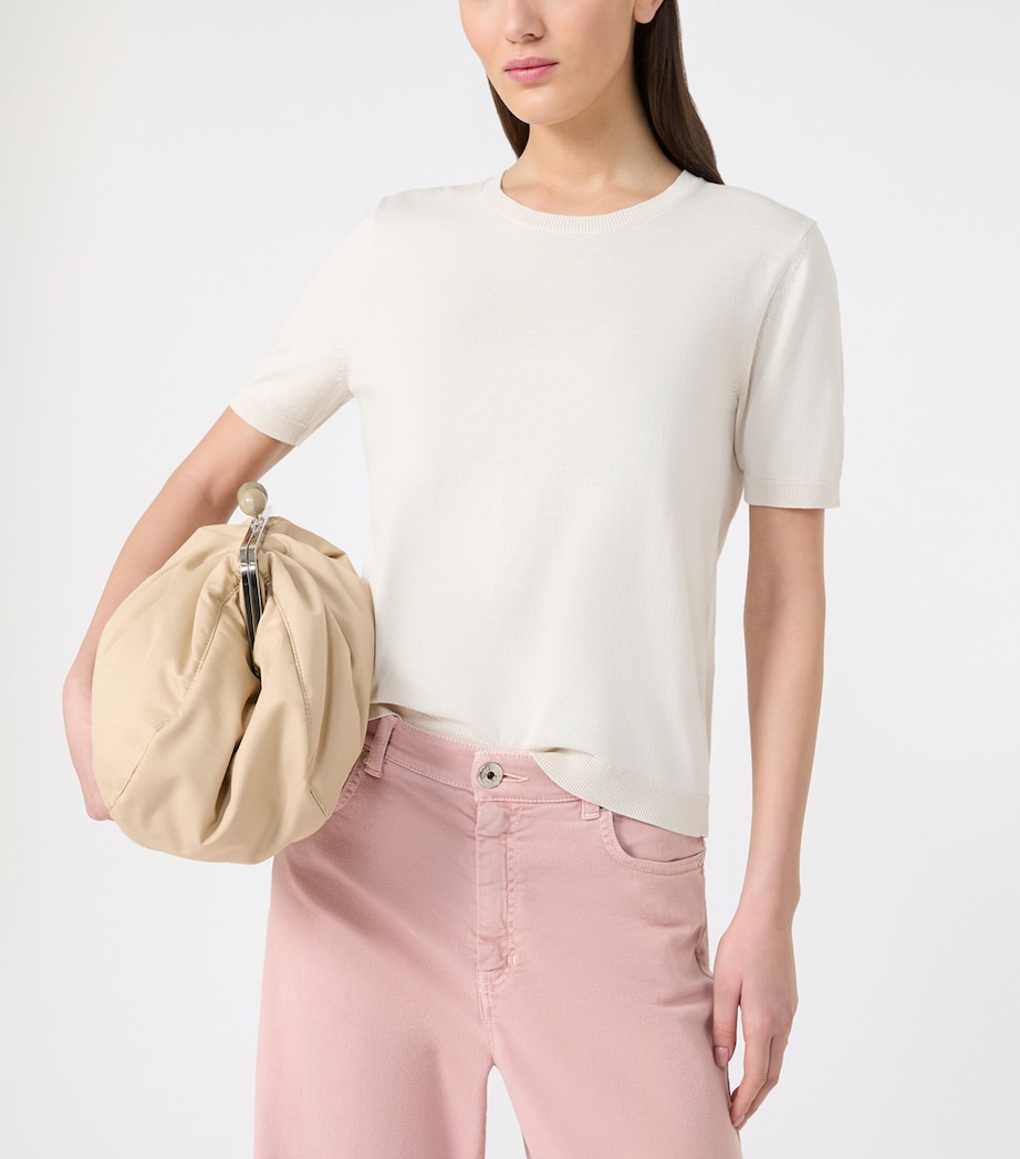 Weekend Max Mara Womens Silk-Cotton Knitted Top Ecru Image 4