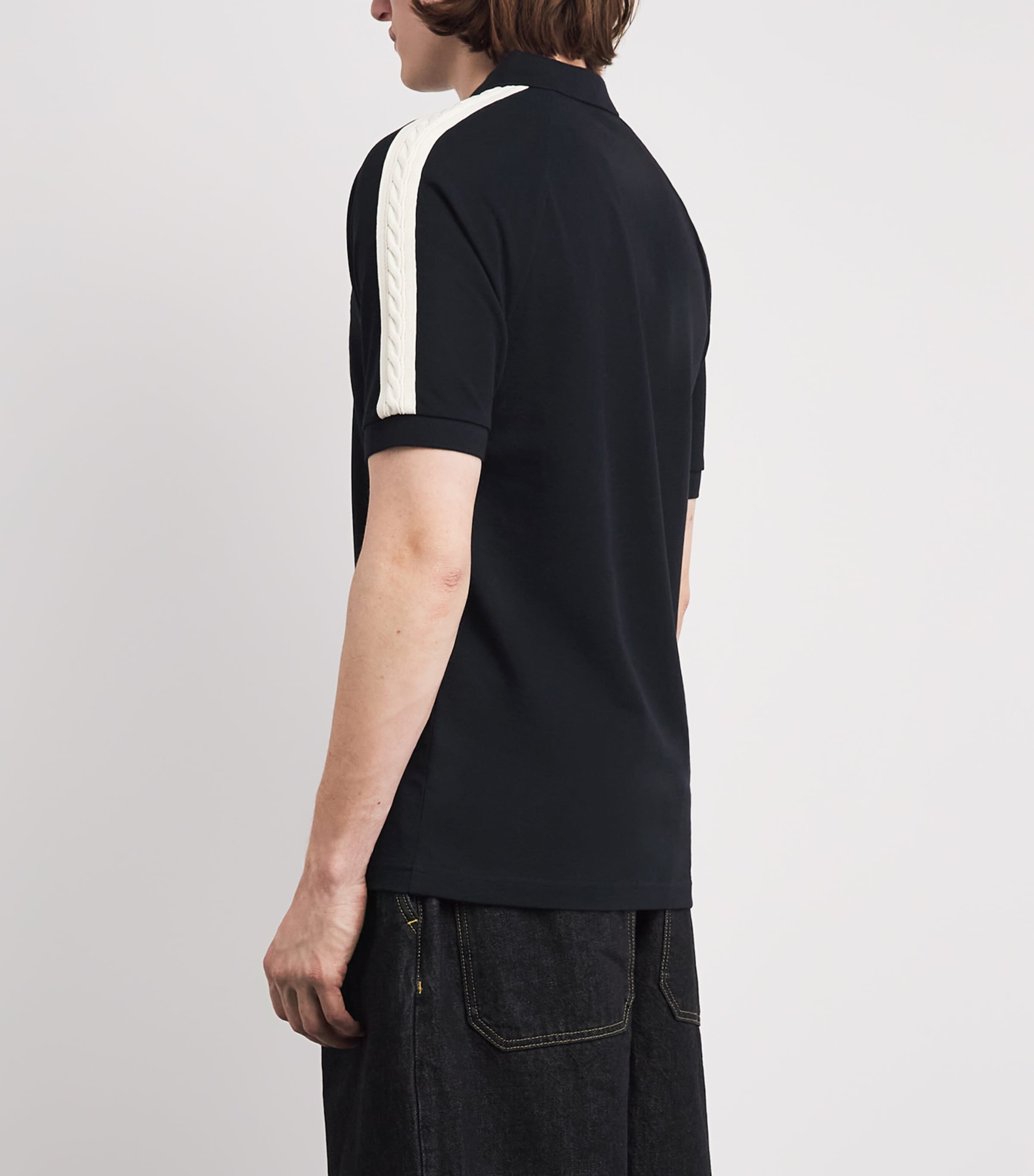 Fred Perry Mens Cable Tape Polo Shirt Navy Image 5