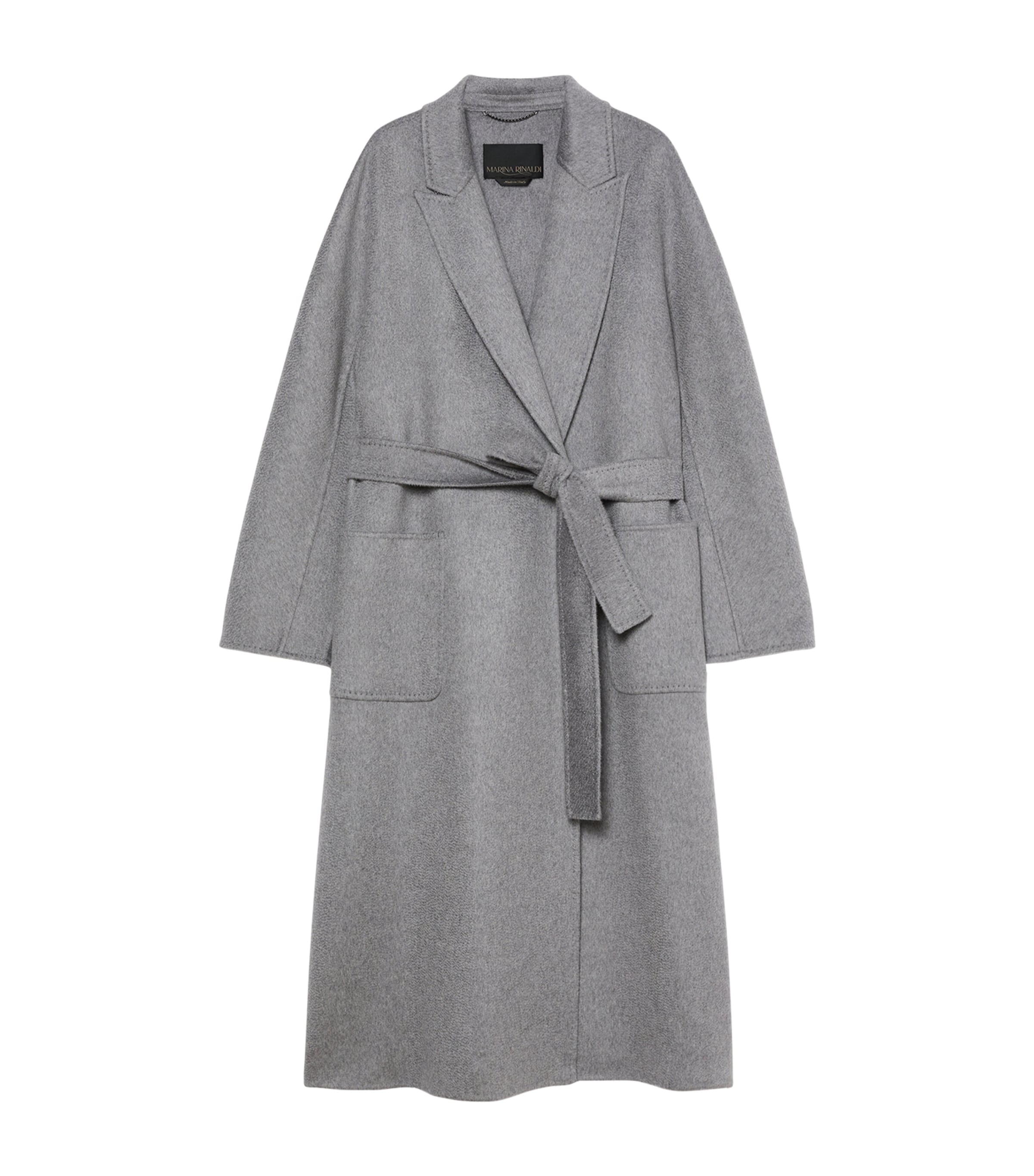 Marina Rinaldi Womens Cashmere Belted Coat Light Grey Image 1