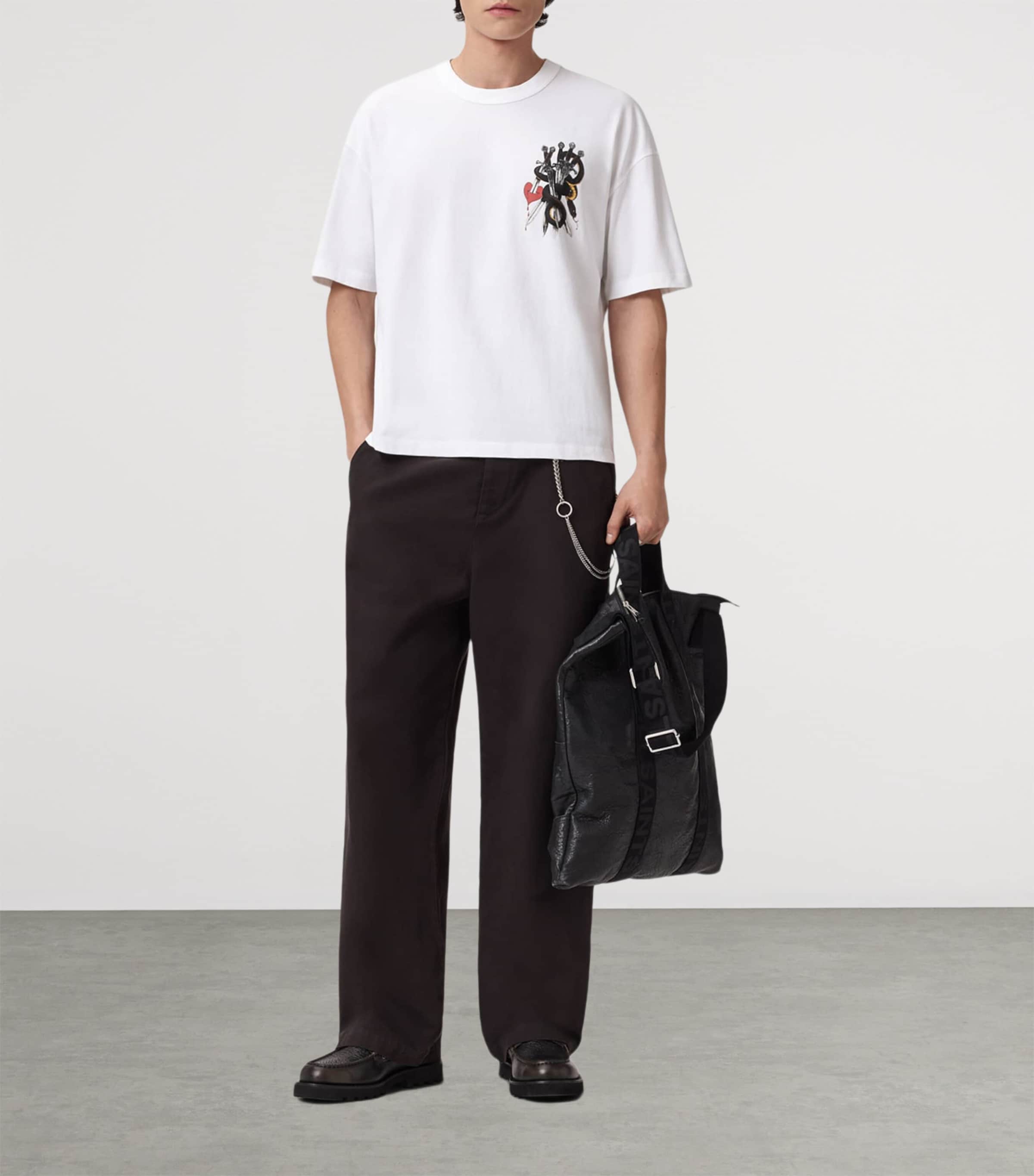 AllSaints Mens Organic Cotton Serrate T-Shirt Optic White Image 6