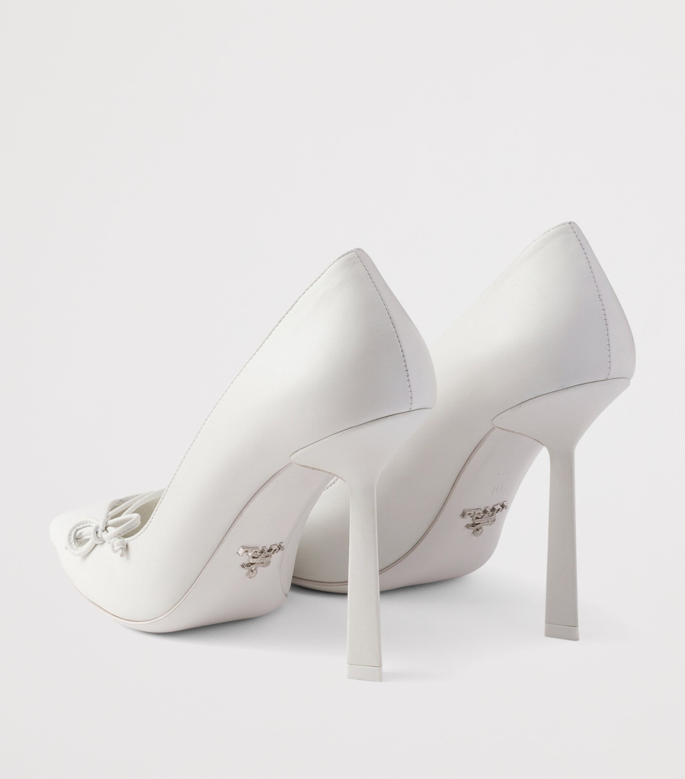 Prada Leather Bow-Detail Pumps 100 White Image 4
