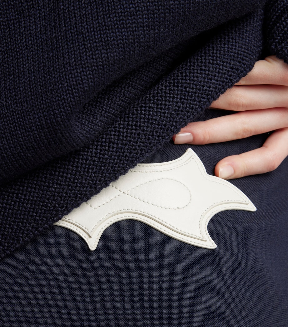 Wool-Leather Fringed Midi Skirt F0008 Image 5