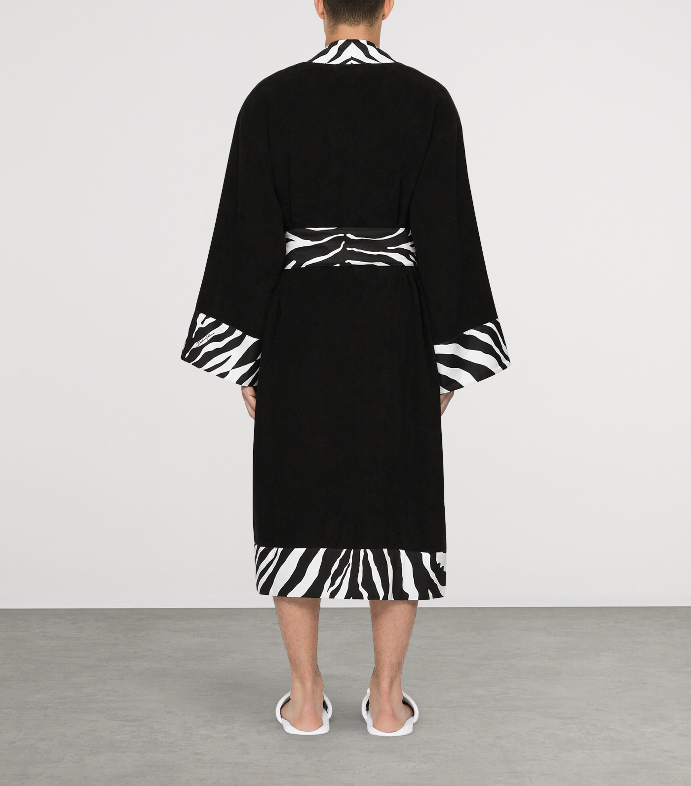 Dolce&Gabbana Casa Terry Cotton Zebra Print Robe Nero Zebra Image 8
