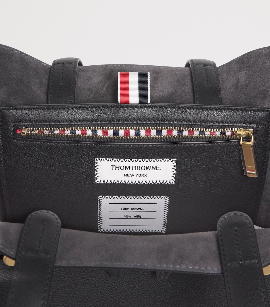 Leather Cabas Tote Bag BLACK Image 6