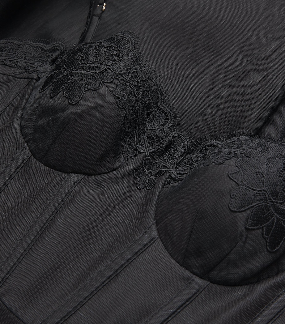 Linen-Silk Hypnotic Midi Dress BLACK Image 5