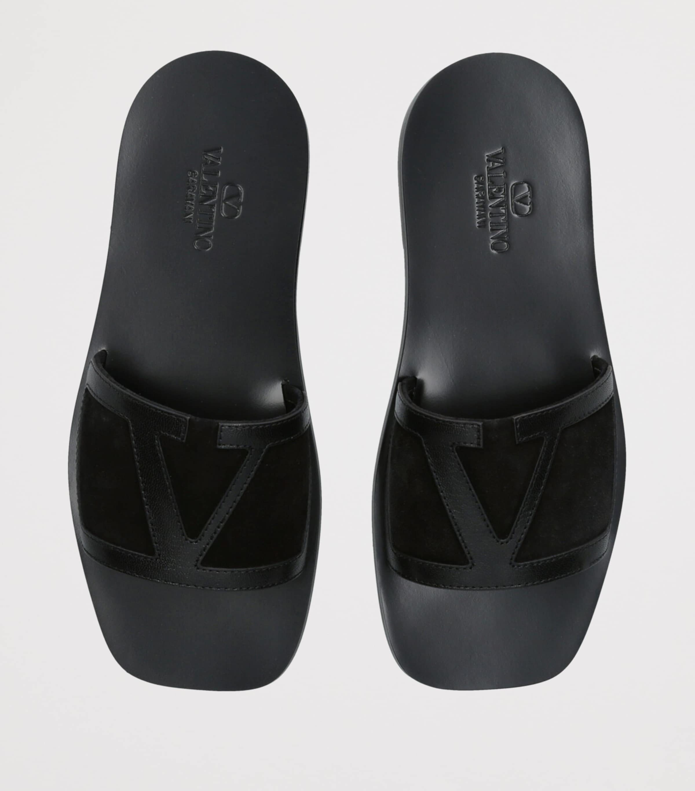 Valentino Garavani Black Suede Viva Superstar Slides