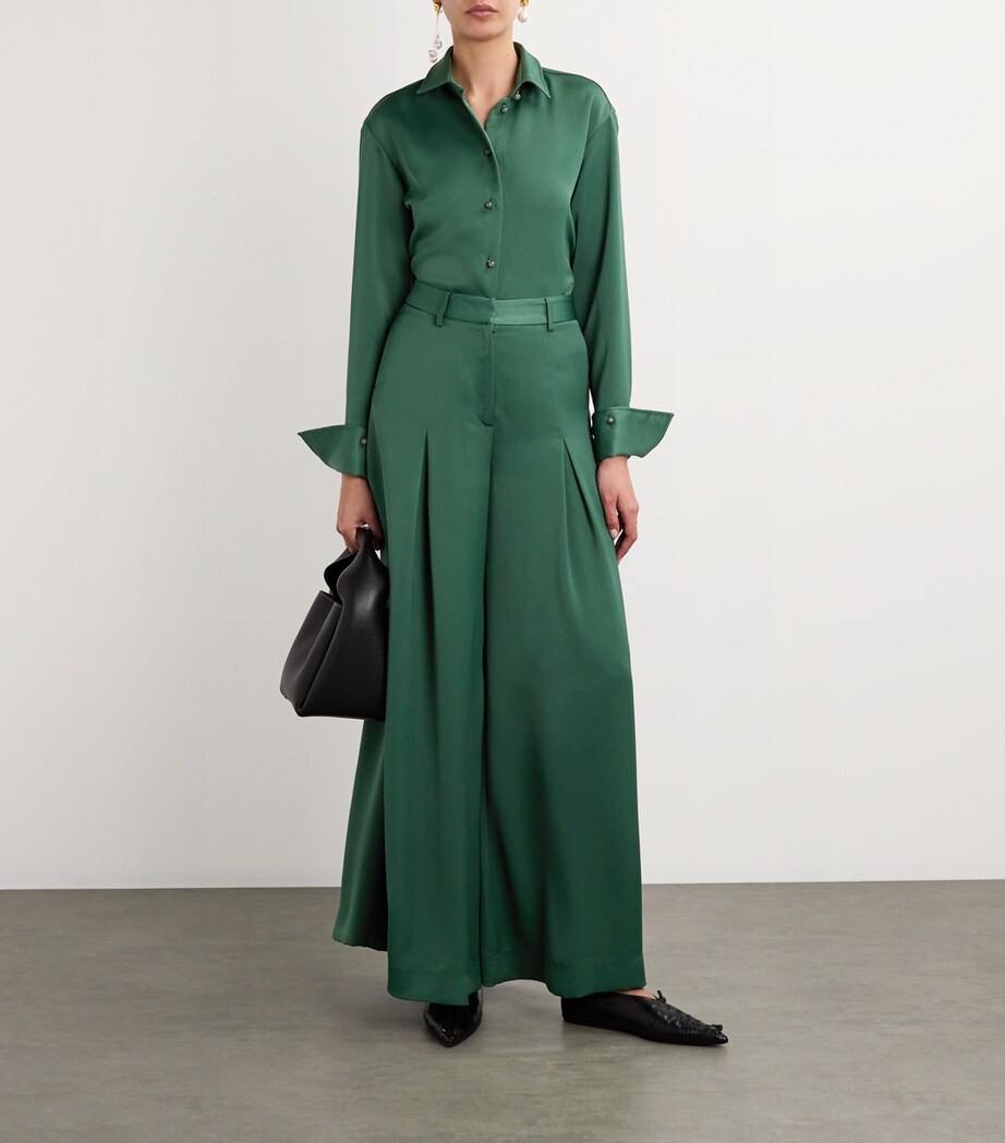 Palmer//Harding Womens Wool-Blend Honesty Opens Trousers Green Satin Image 2