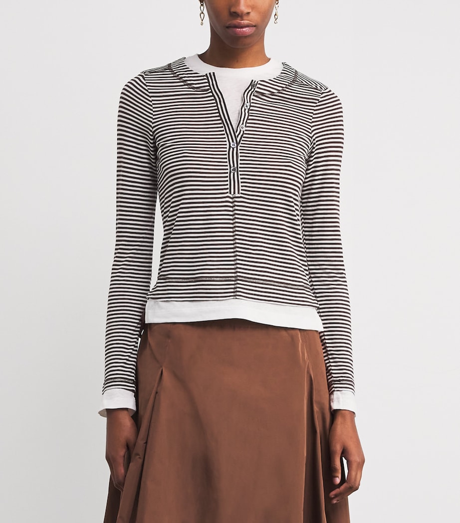 Stripe Double-Layer Top CHOCOLATE/CREAM Image 3