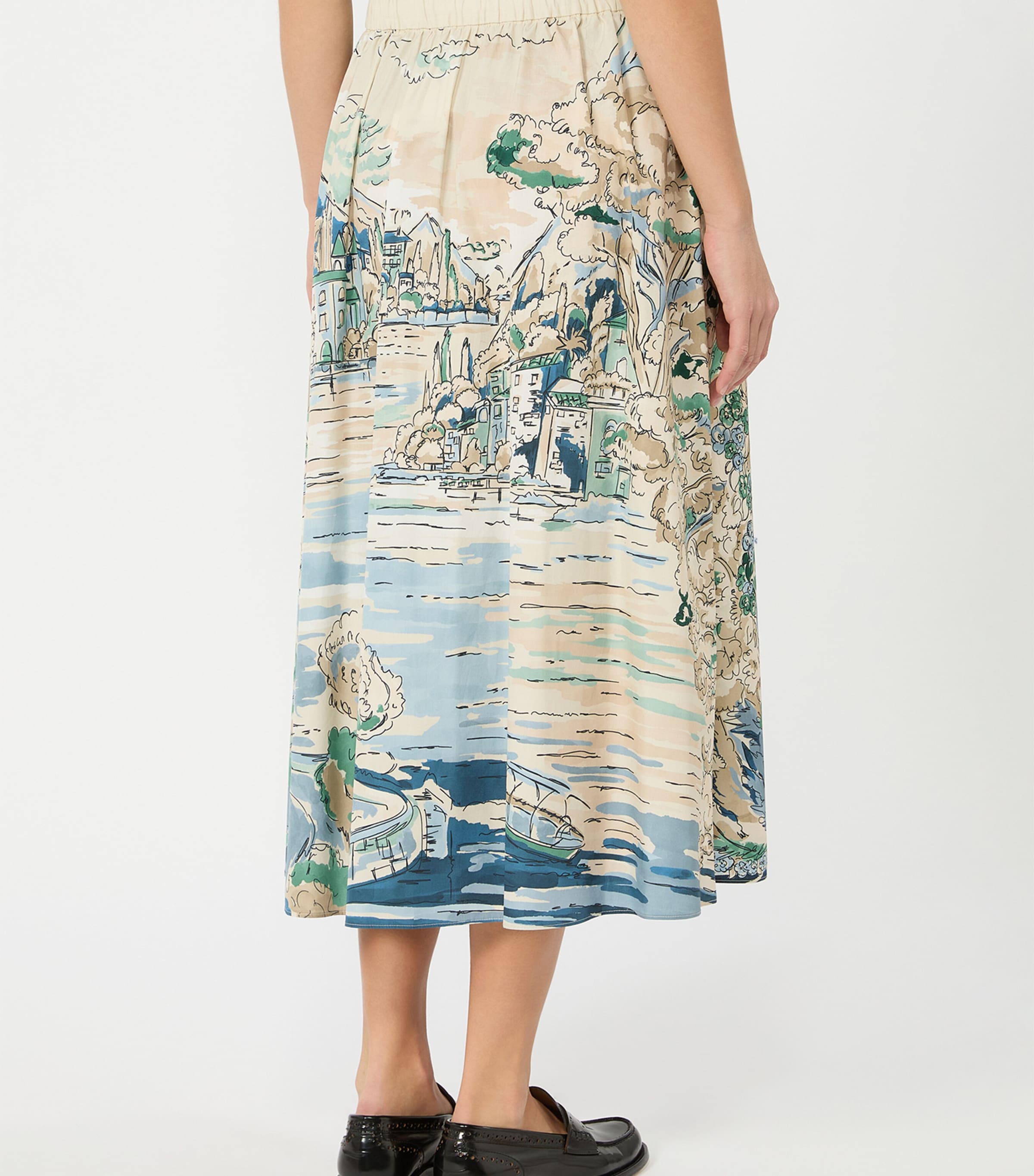 Weekend Max Mara Womens Cotton Lake Print Skirt Light Blue Image 3