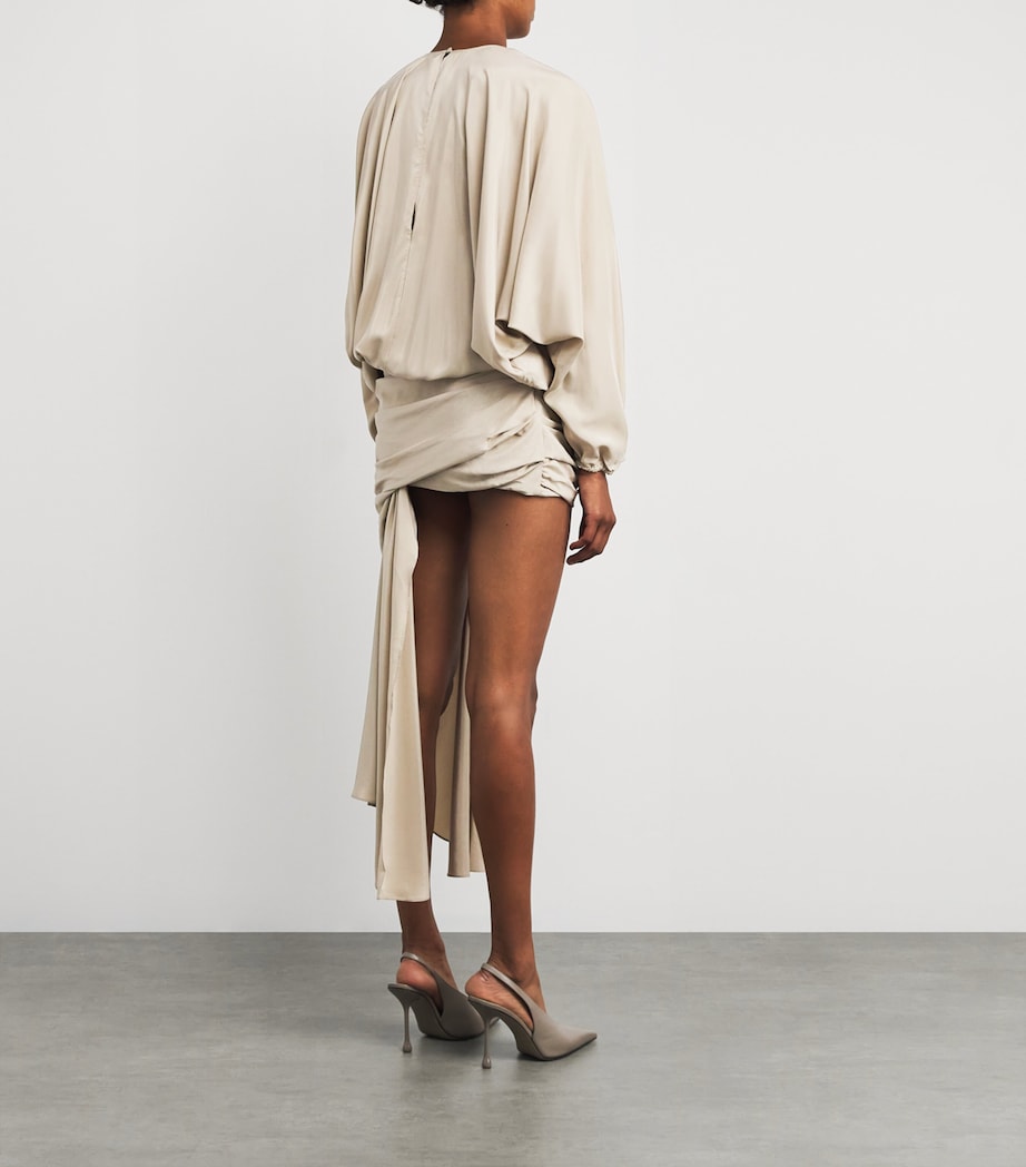 Silk Parachute Mini Dress STONE Image 3