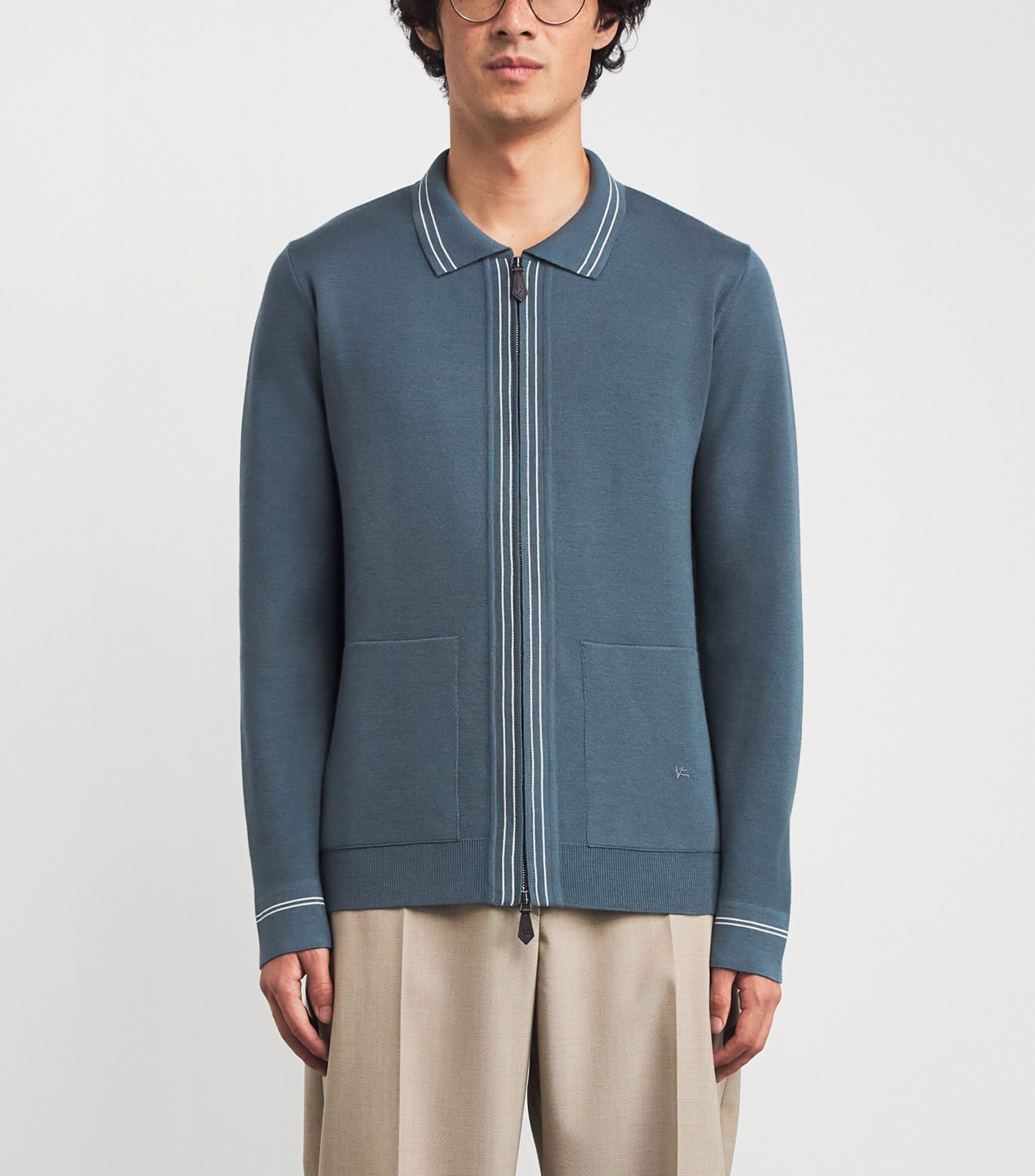 Silk-Wool-Cashmere Zip-Up Cardigan 740 Image 3
