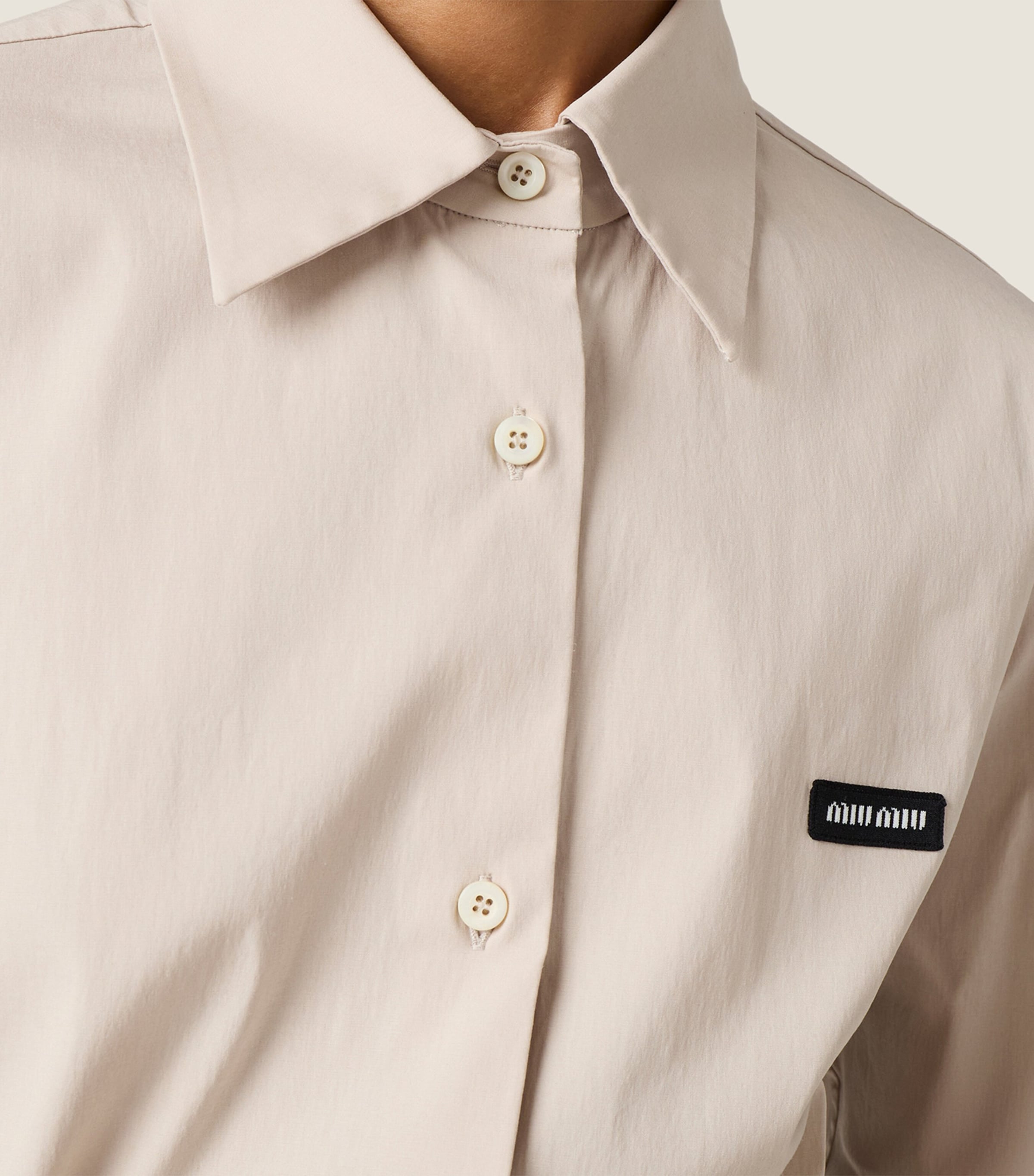 Miu Miu Womens Stretch-Poplin Shirt Neutral Image 6