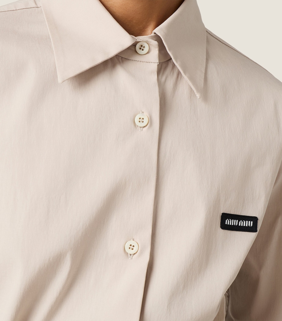 Miu Miu Womens Stretch-Poplin Shirt Neutral Image 6