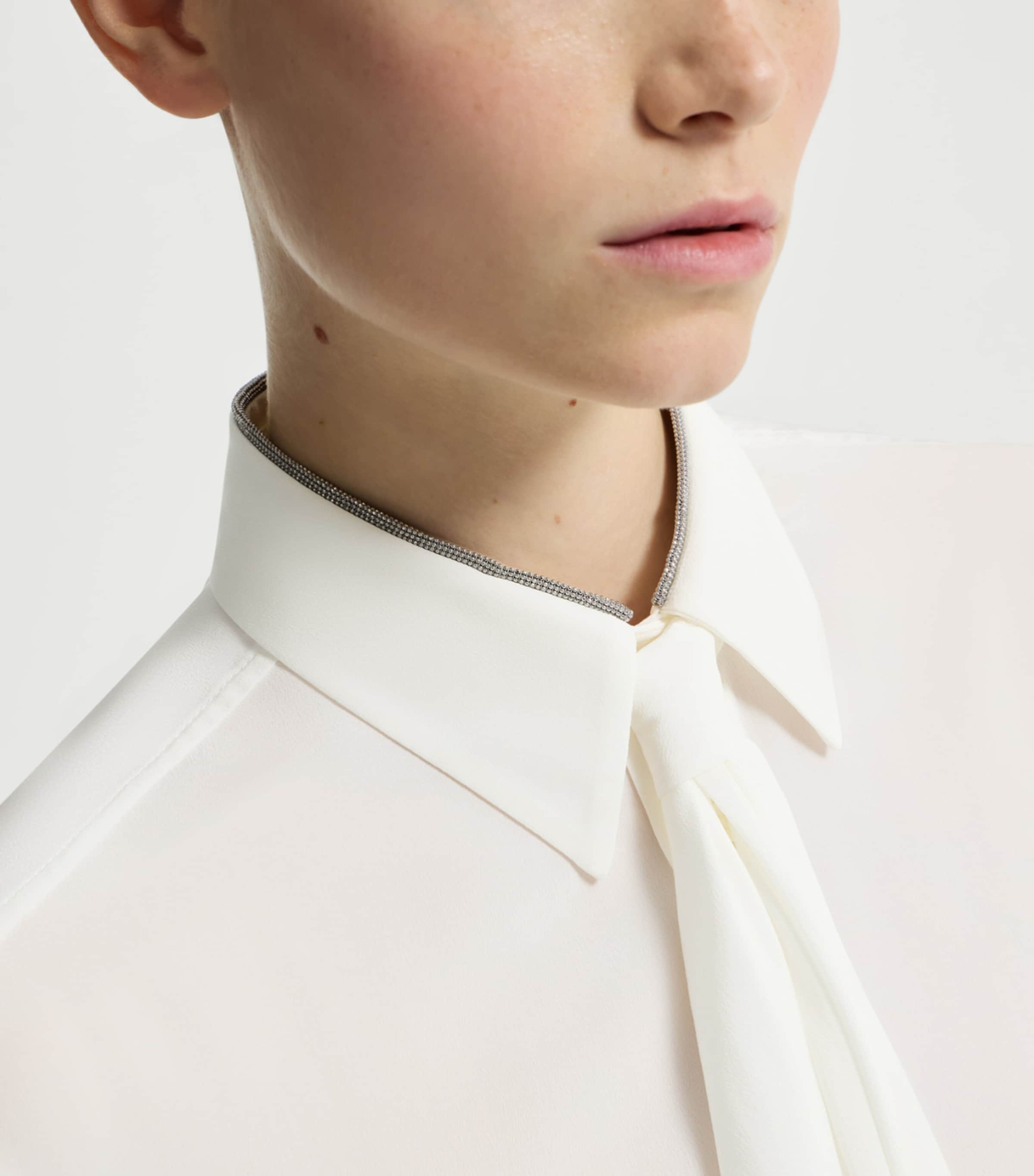 Brunello Cucinelli Womens Silk Tie-Detail Shirt Image 6