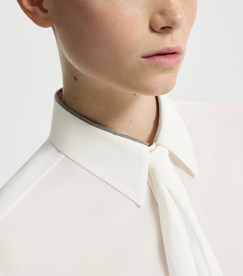 Brunello Cucinelli Womens Silk Tie-Detail Shirt Image 6