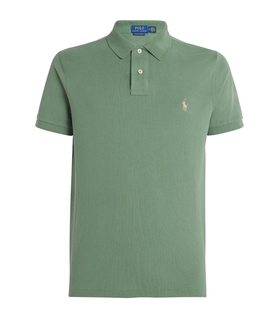 Cotton Mesh Custom Fit Polo Shirt GREEN Image 1
