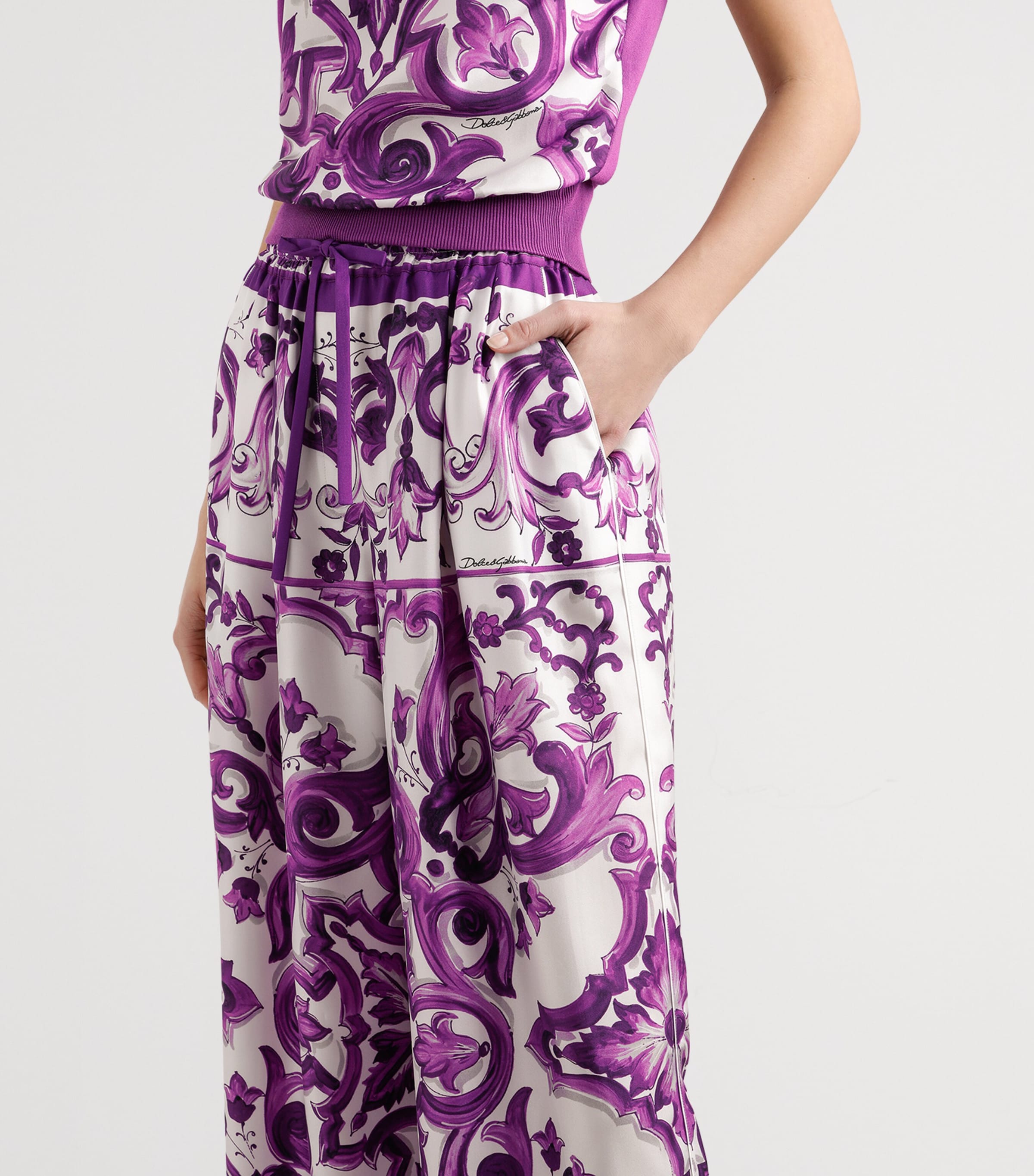 Silk Printed Trousers I23TN-MAIOLICA VIOLA Image 4