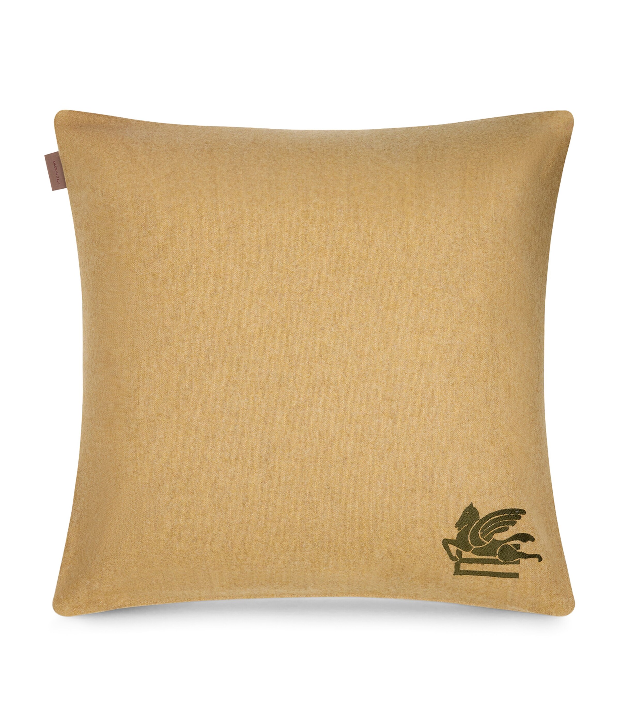 Wool-Blend Embroidered Gombo Cushion (45cm x 45cm) PALE BROWN Image 2
