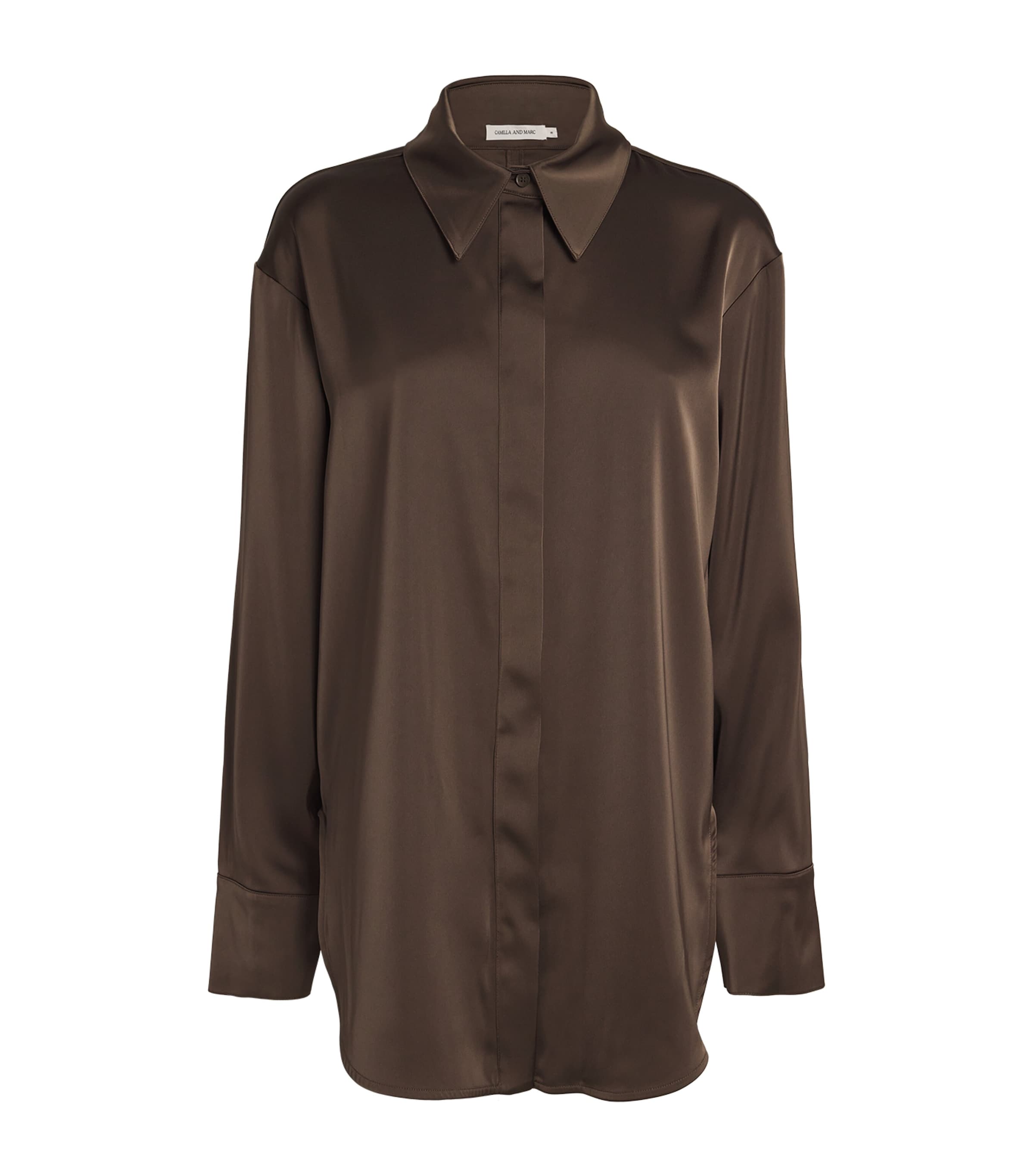 Shop Camilla And Marc Satin Flux Shirt In Brown