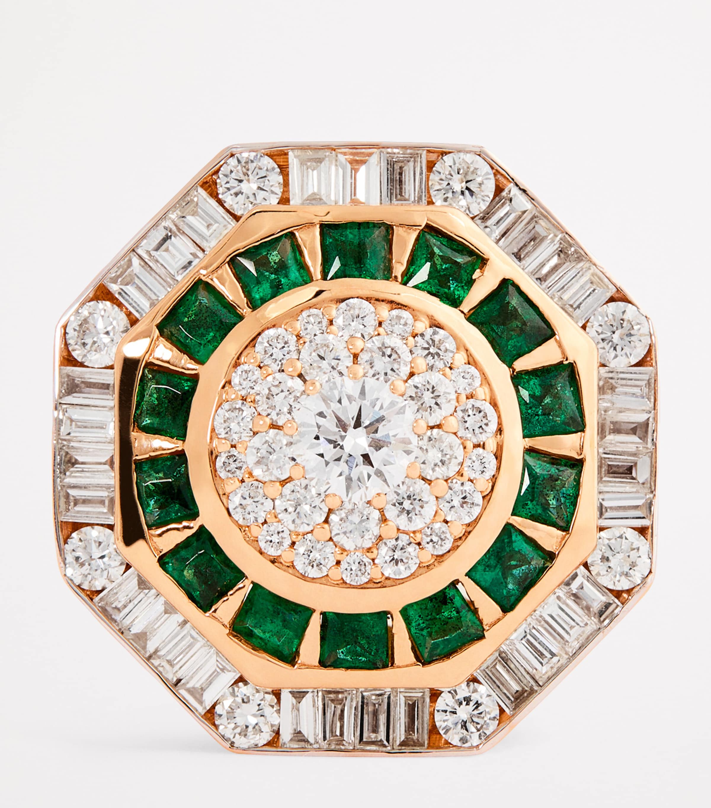 Rose Gold Diamond and Emerald Honeycomb Ring ROSE GOLD Image 4