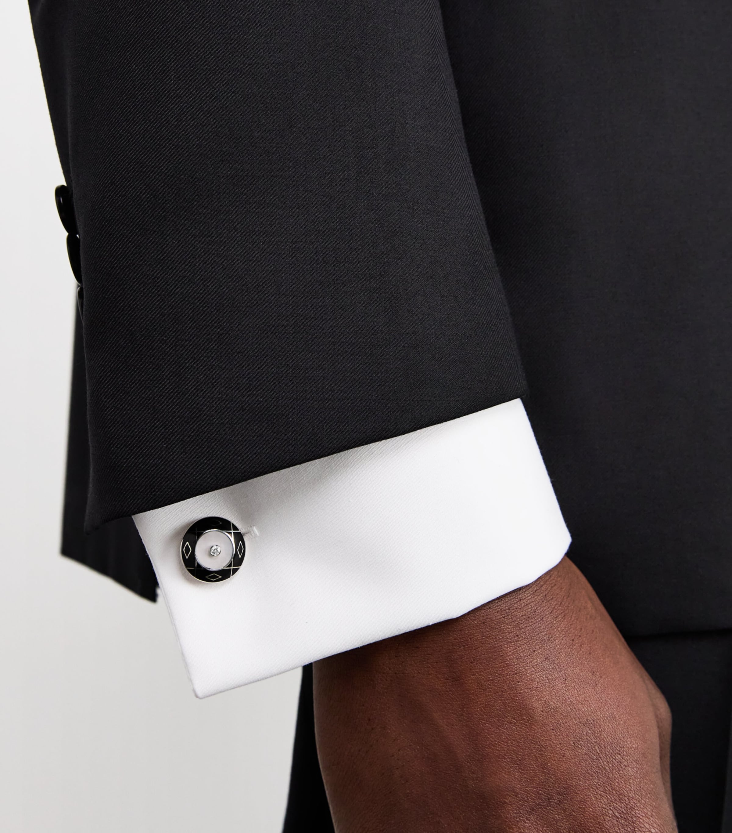 Deakin & Francis Yellow Gold, Diamond and Mother-Of-Pearl Cufflinks Black Image 2