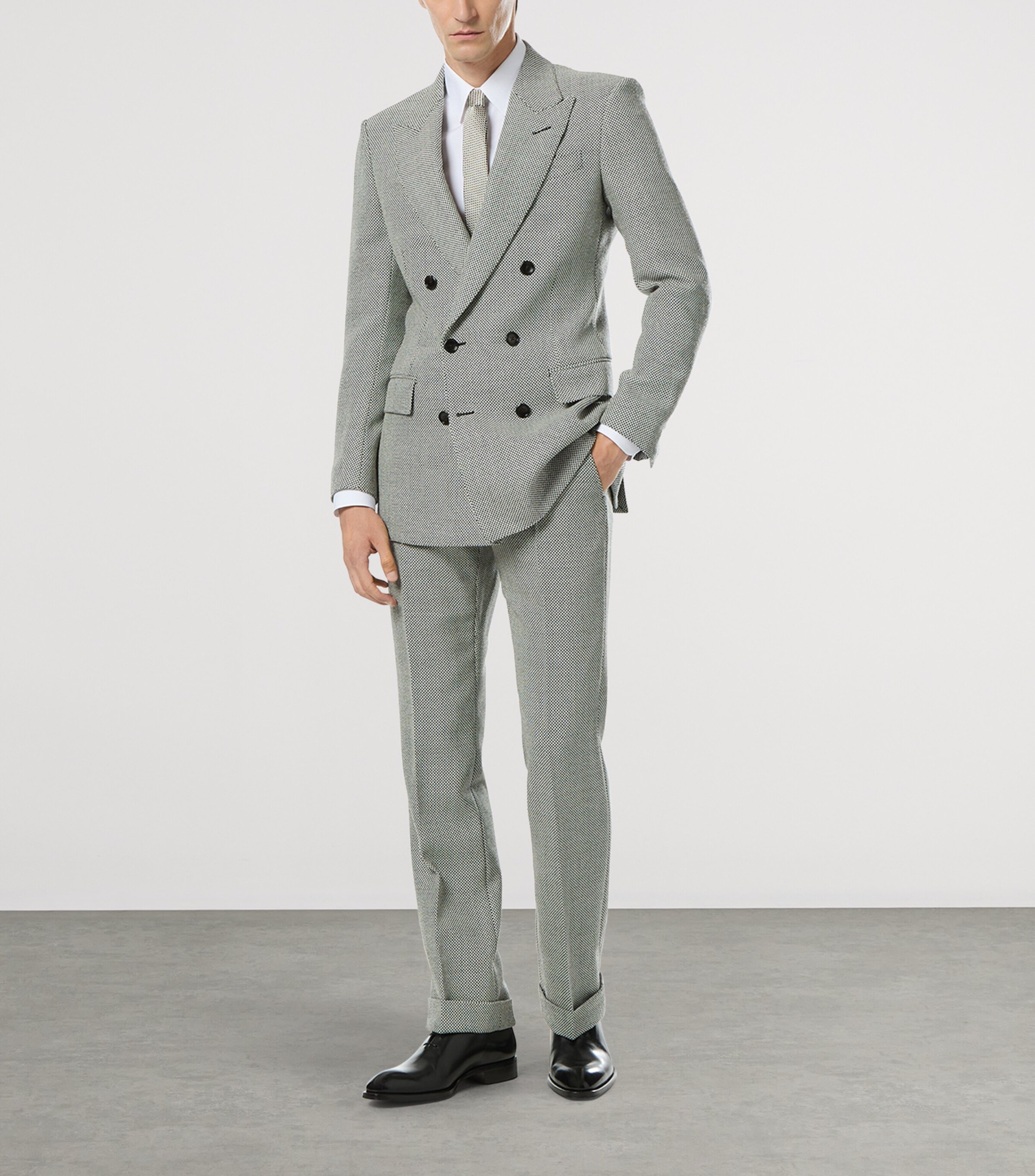 Wool Jacquard Tailored Trousers WNH Image 4