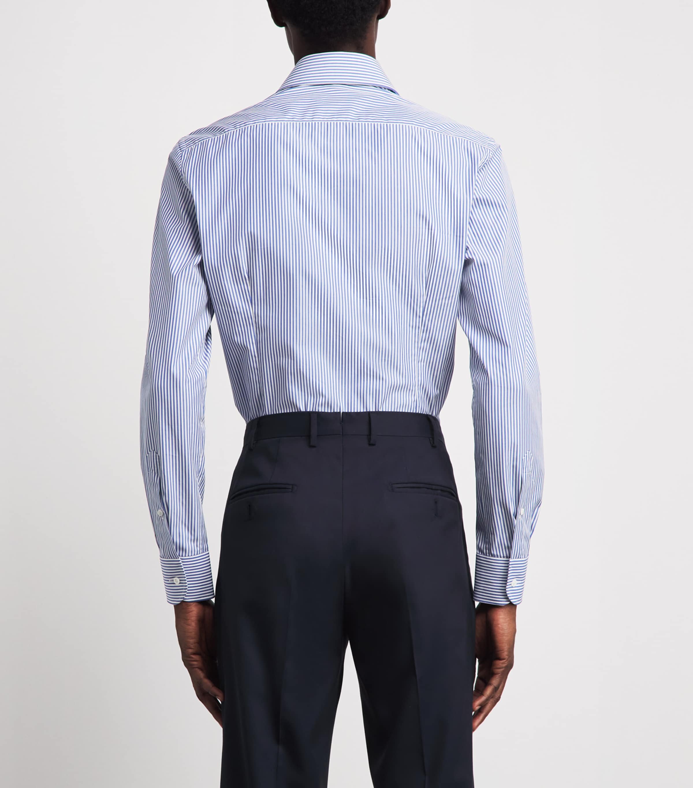 Corneliani Mens Cotton Stripe Shirt Blue Image 5