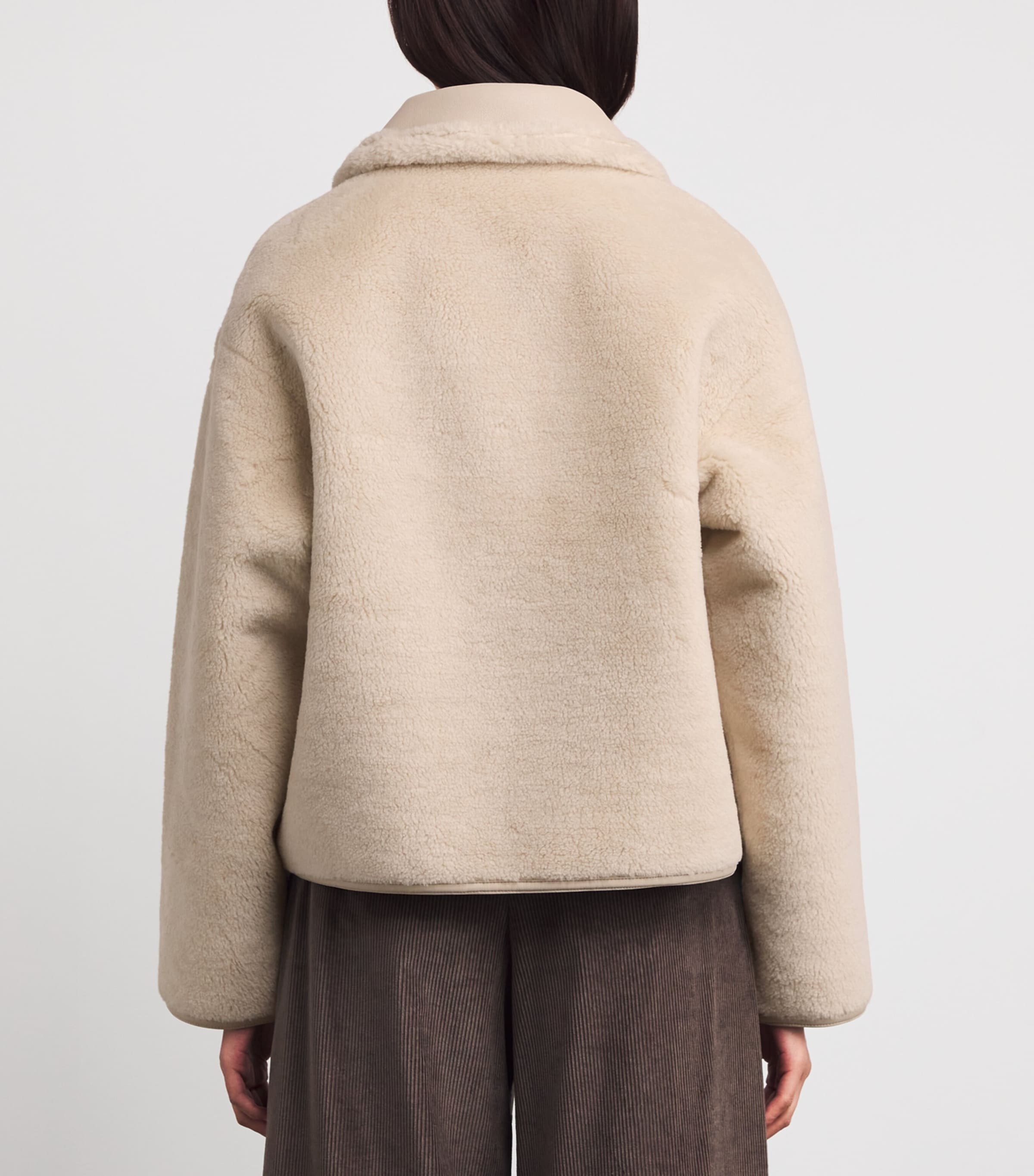 Faux Leather-Shearling Biker Jacket BEIGE Image 4