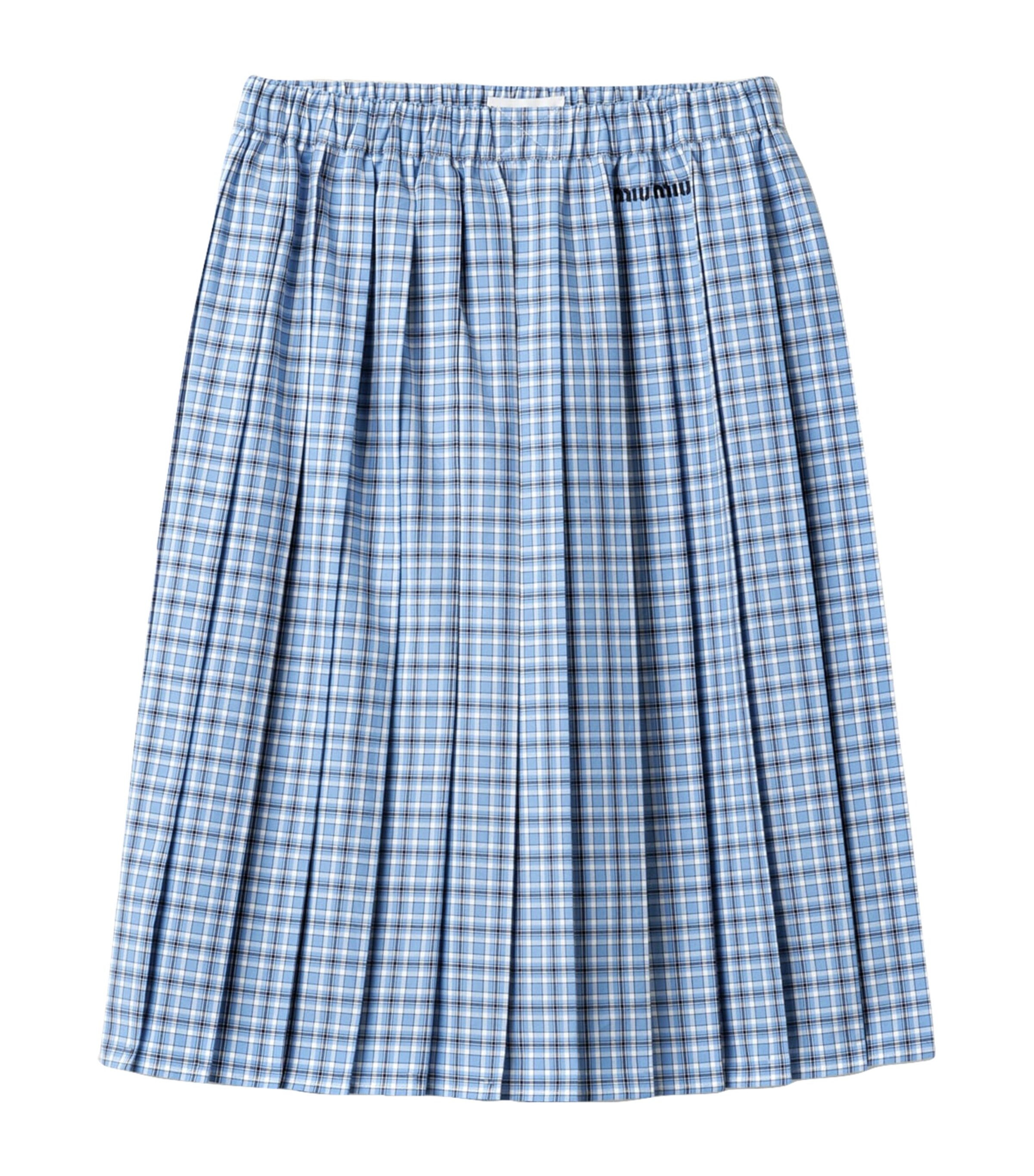 Miu Miu Womens Cotton Pleated Midi Skirt Image 1