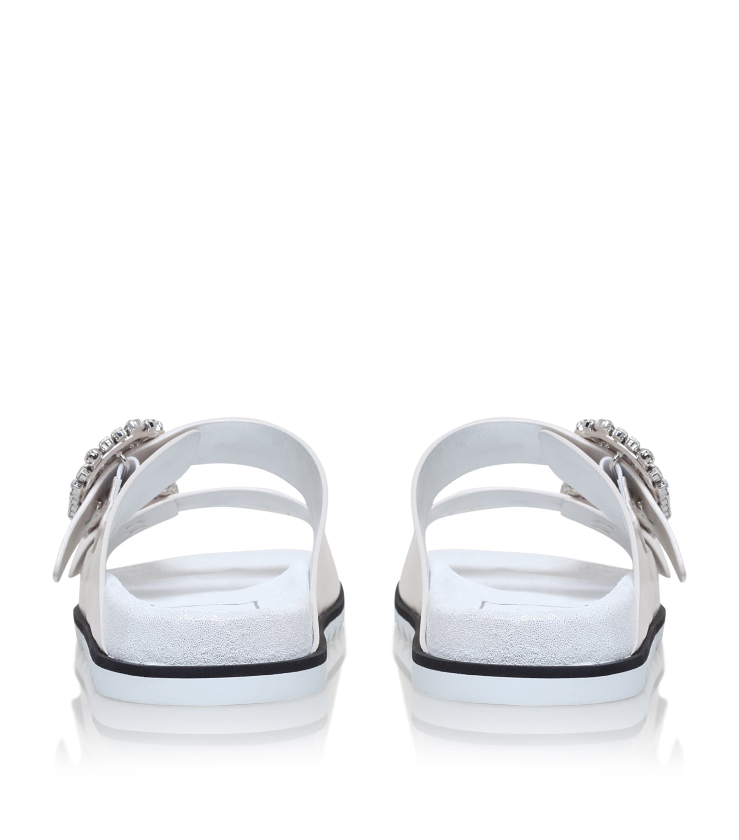 Roger Vivier Leather Slidy Viv Buckle Slides White Image 2